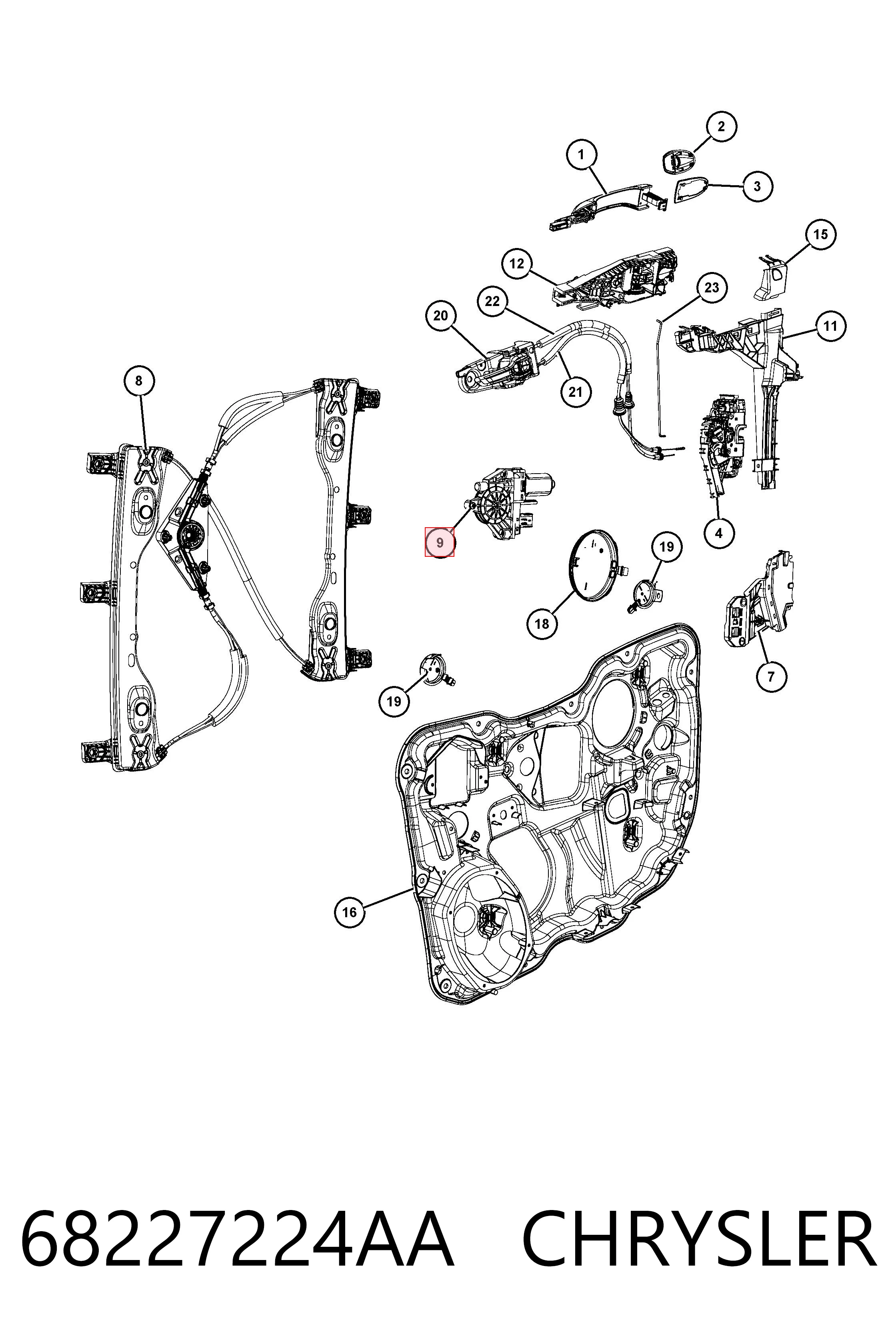 Двигун склопідіймача двері передньої, лівої K68079282AB Fiat/Alfa/Lancia