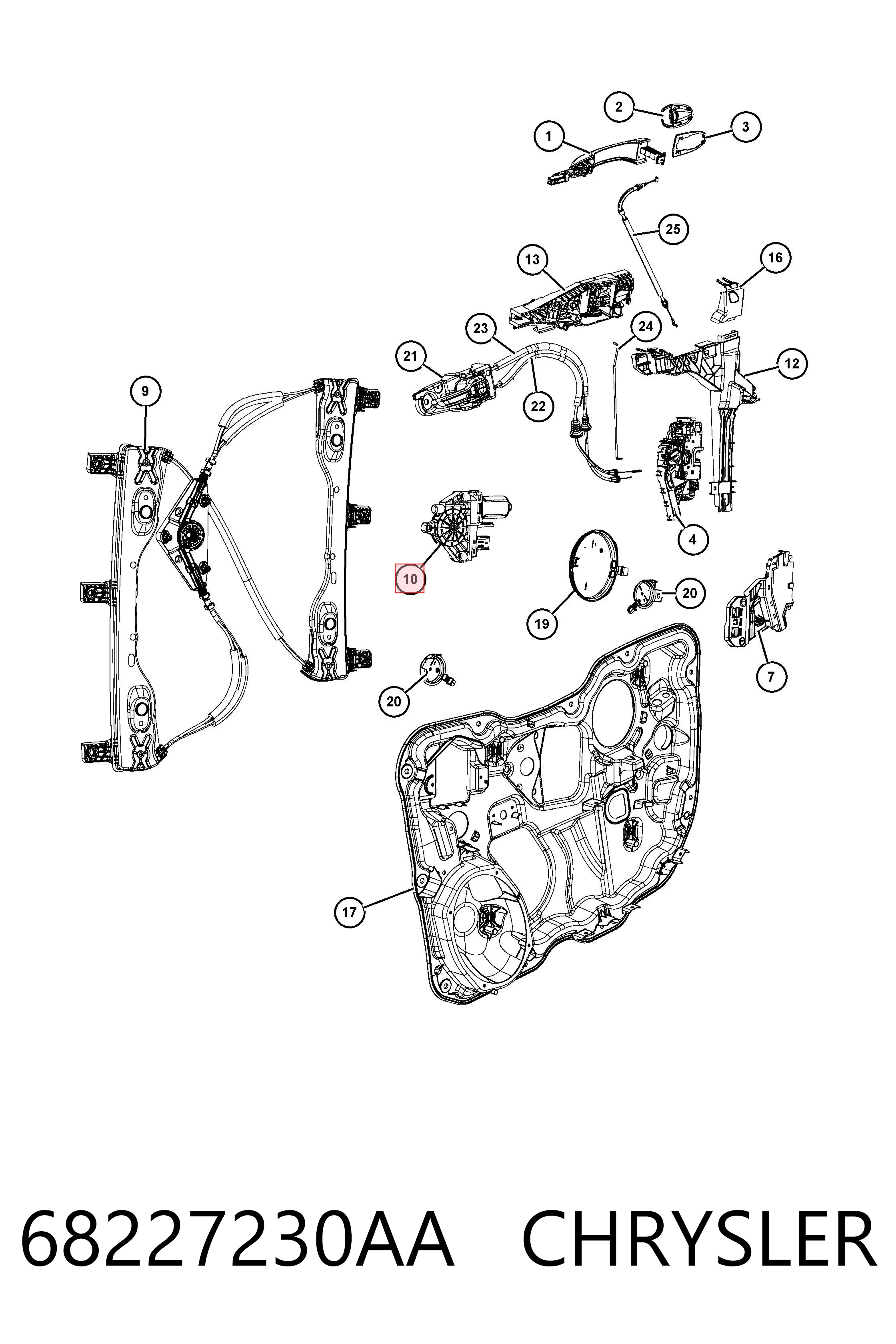 68227230AA Chrysler Мотор склопідйомника водійських дверей
