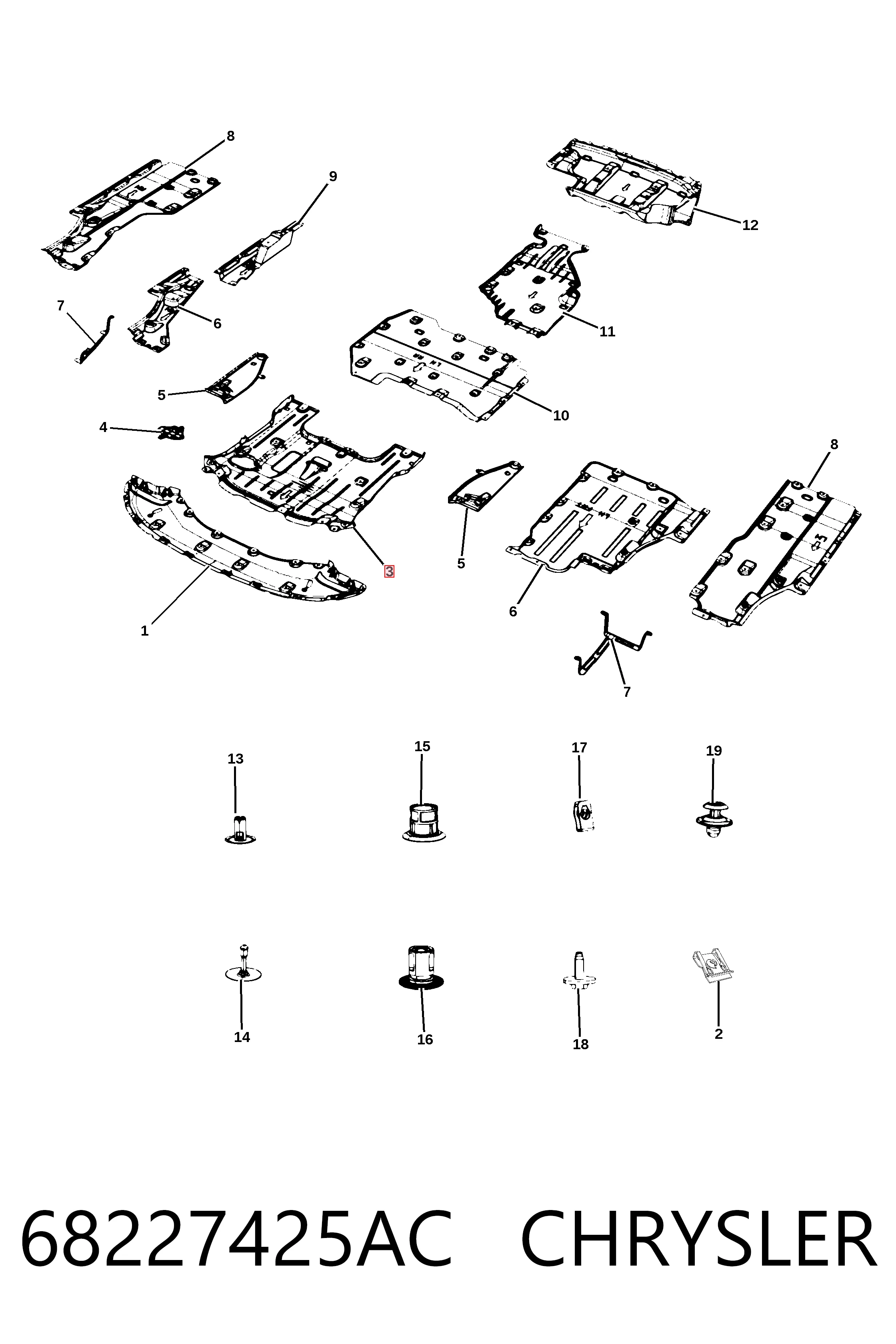 68227425AC Chrysler Захист піддона двигуна
