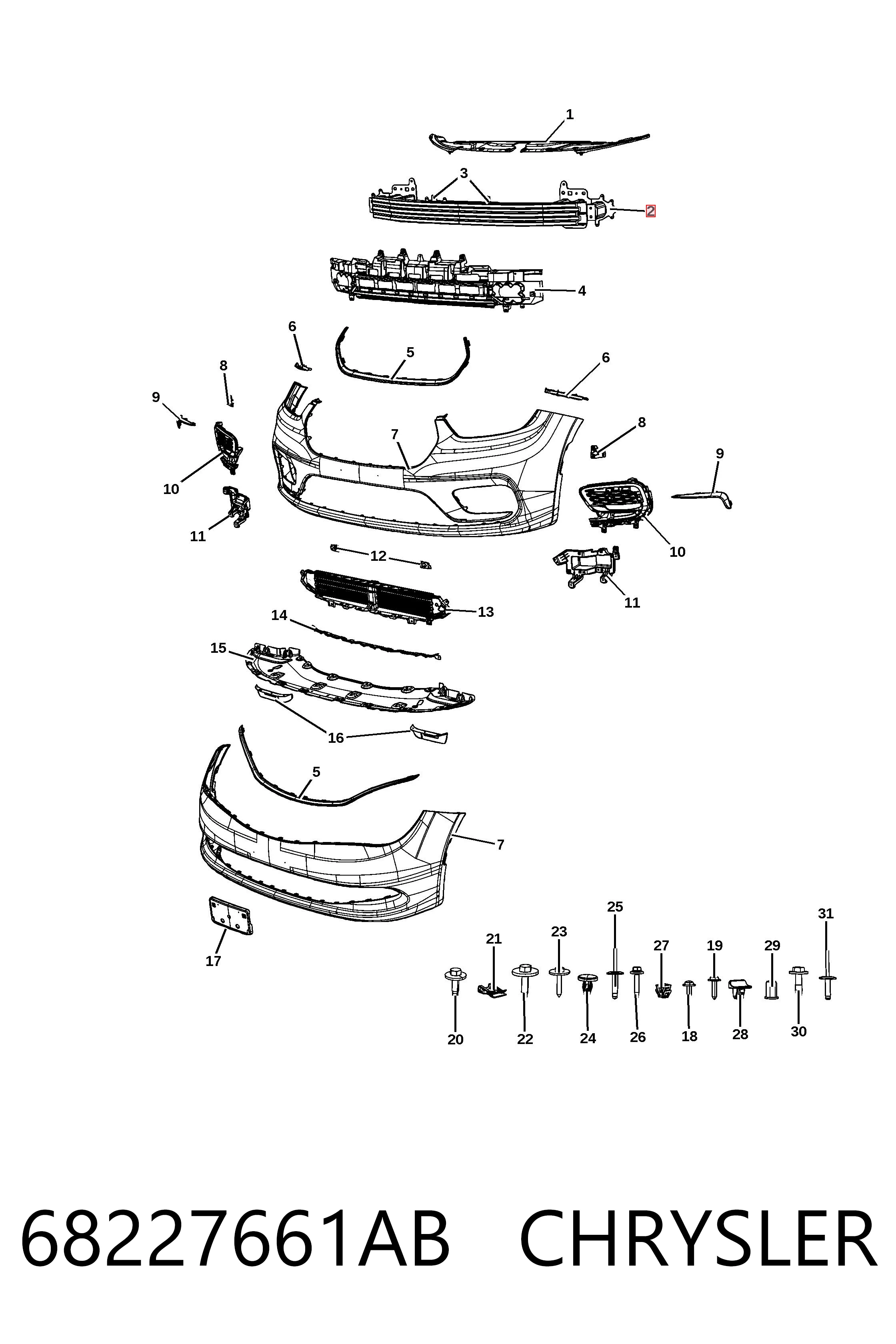Шина бампера переднього KLARKSONAS PCR44016B ціна, від 341.79 USD
