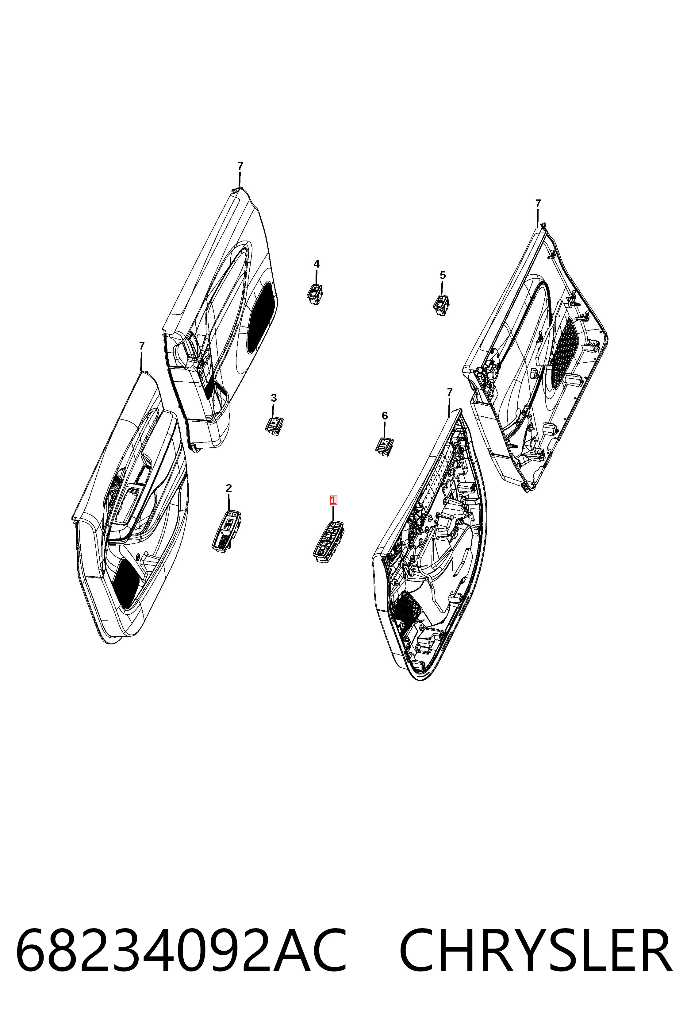 68234092AC Chrysler Кнопки переднього лівого склопід'ємника