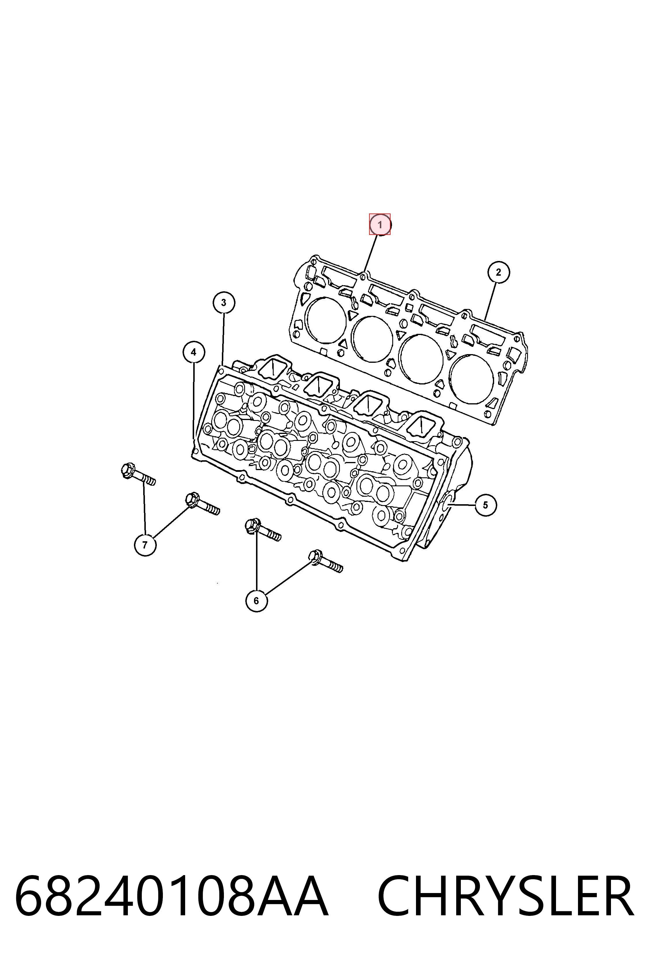 68240108AA Chrysler Прокладка головки блоку циліндрів (ГБЦ), права