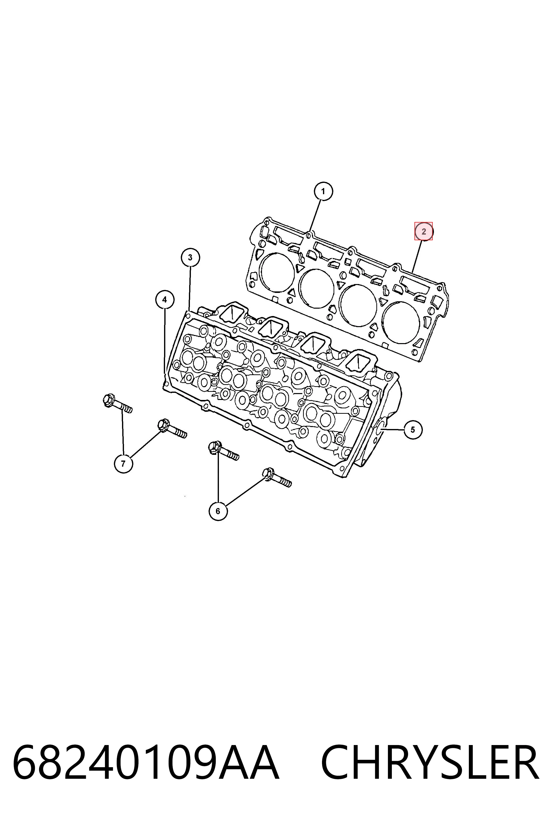 68240109AA Chrysler Прокладка головки блоку циліндрів (ГБЦ), ліва
