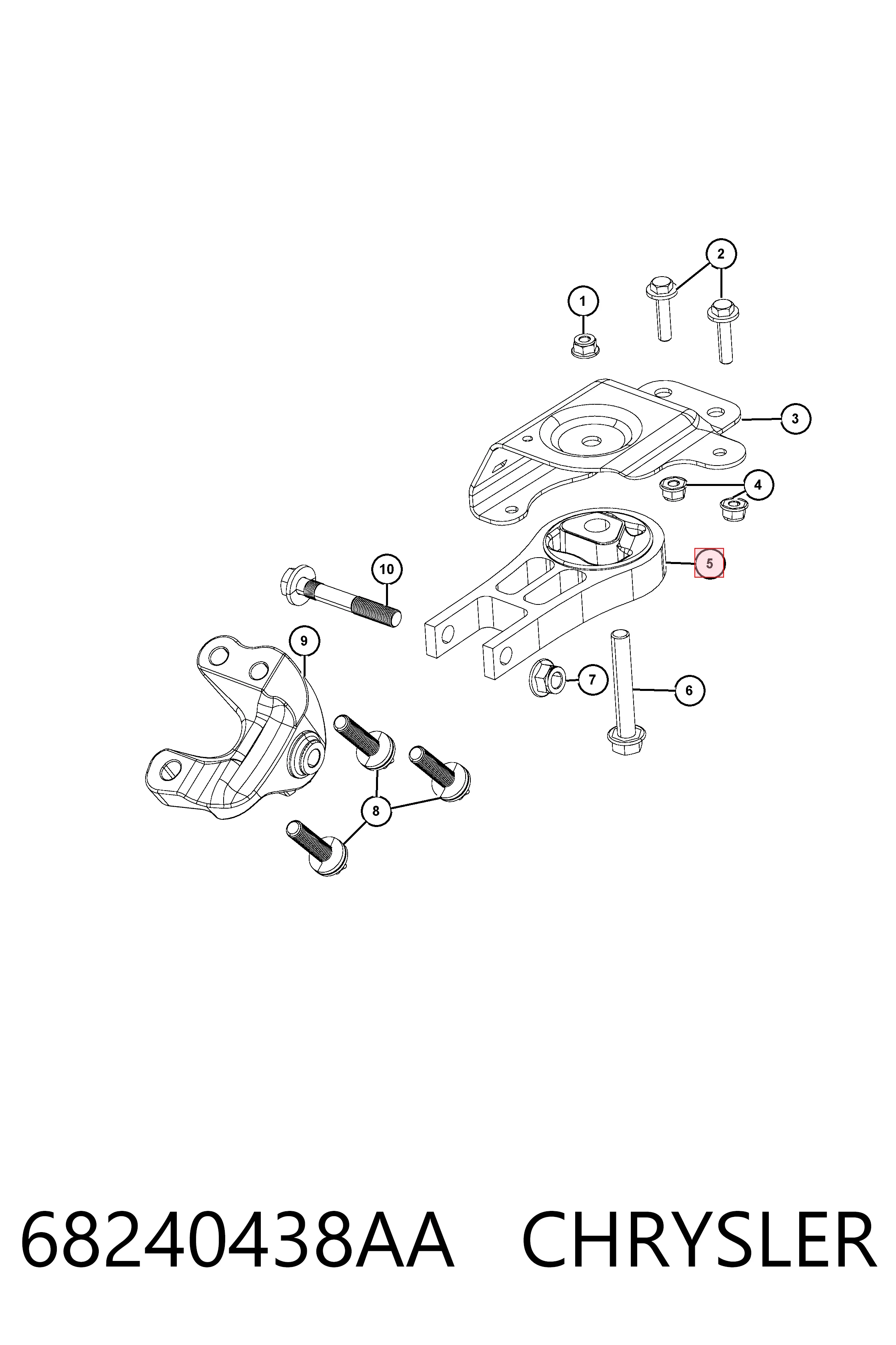 68240438AA Chrysler Задня подушка двигуна
