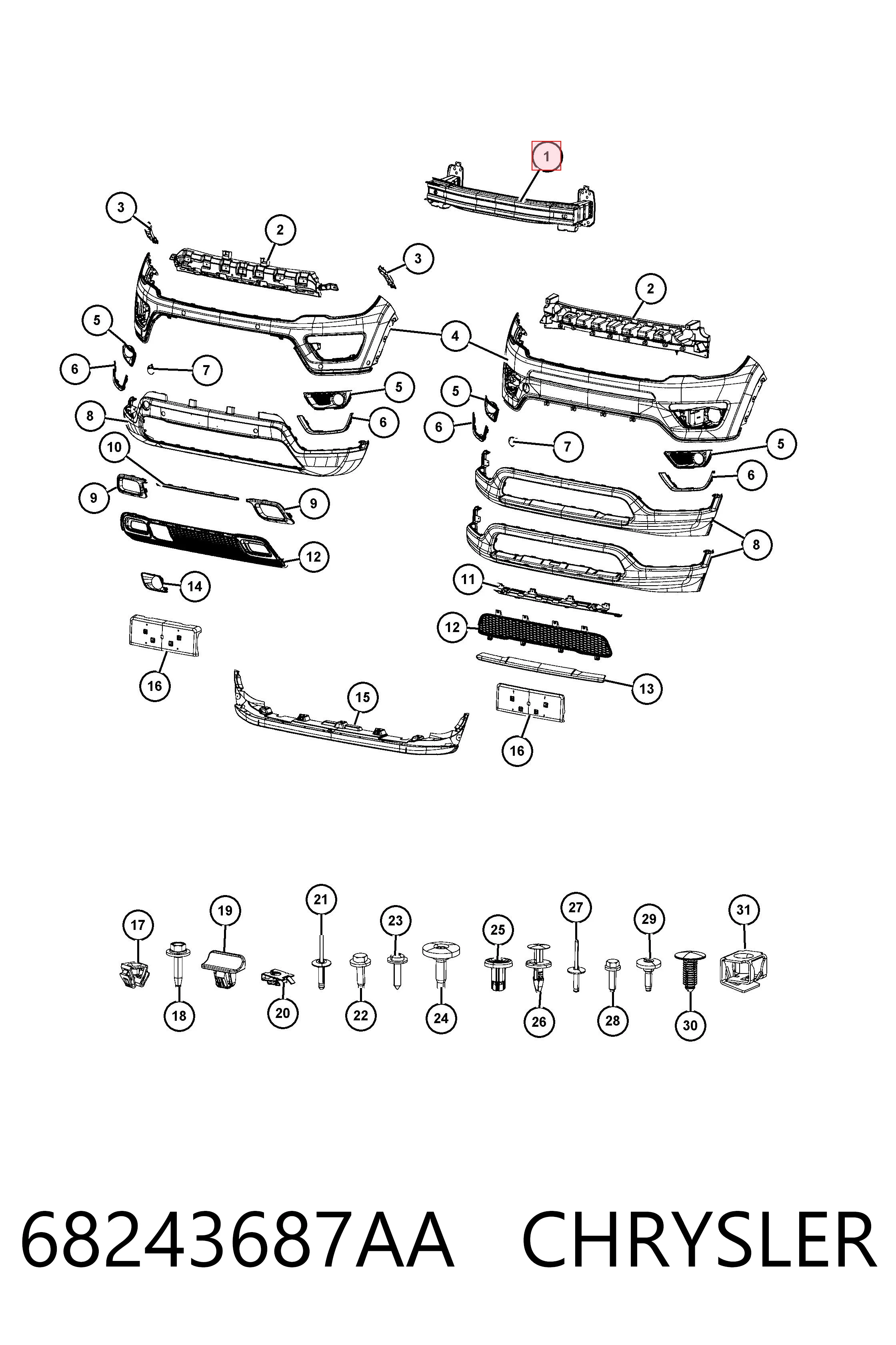 Купити PCR44734B KLARKSONAS Буфер бампера переднього