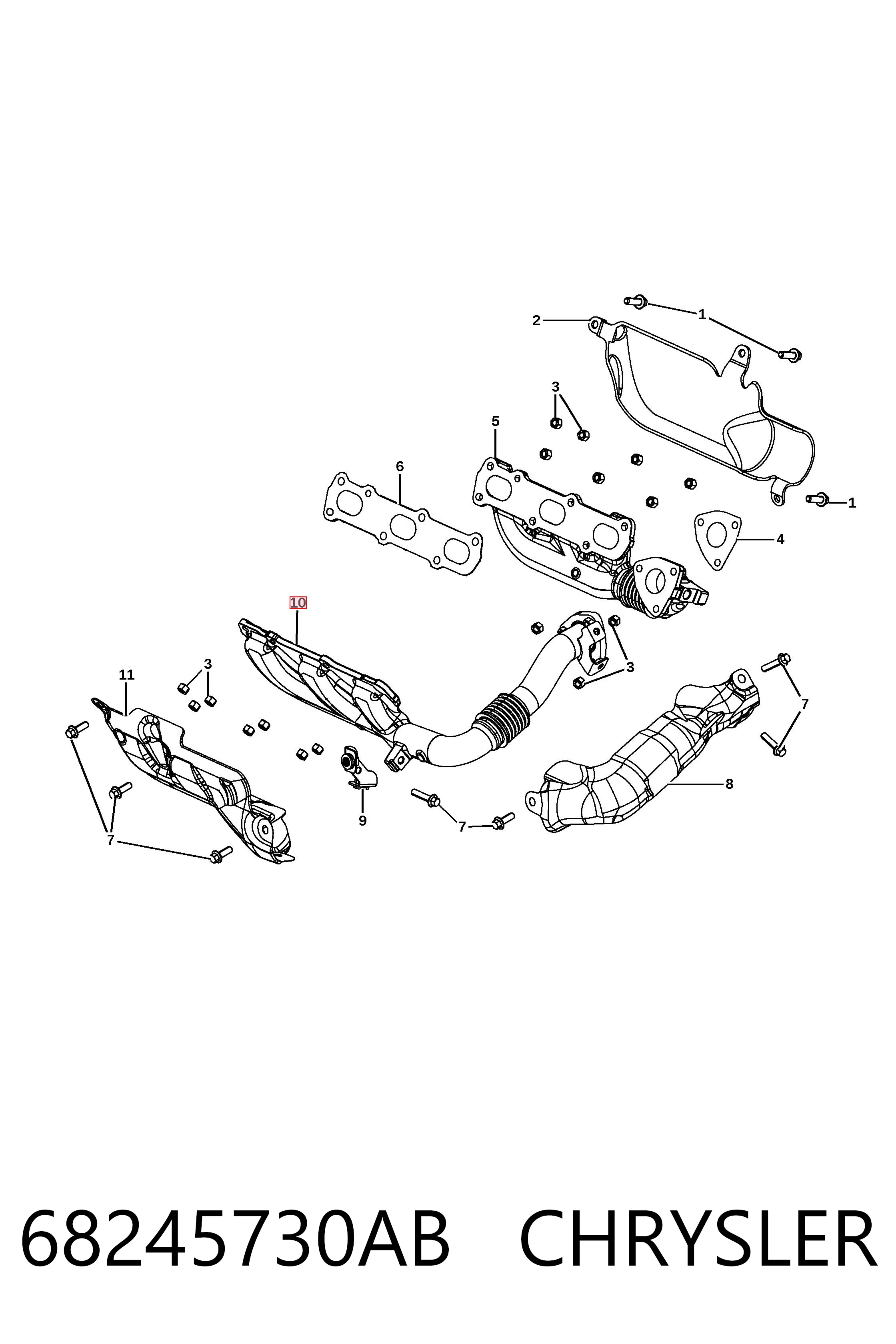 68245730AB Chrysler Колектор випускний, лівий
