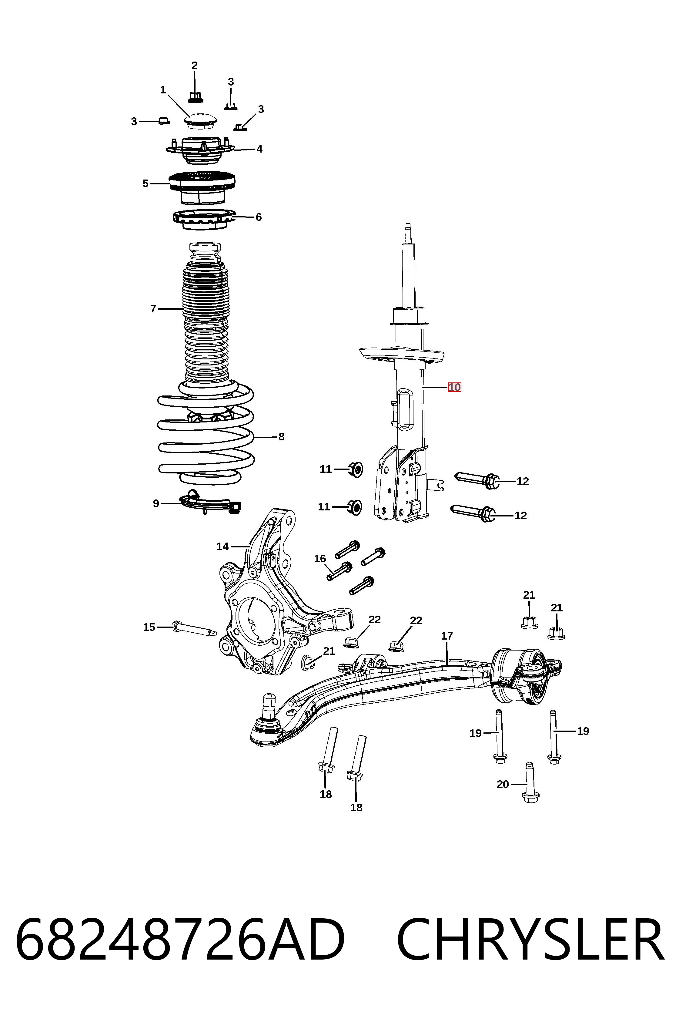 68248726AD Chrysler Амортизатор передньої підвіски