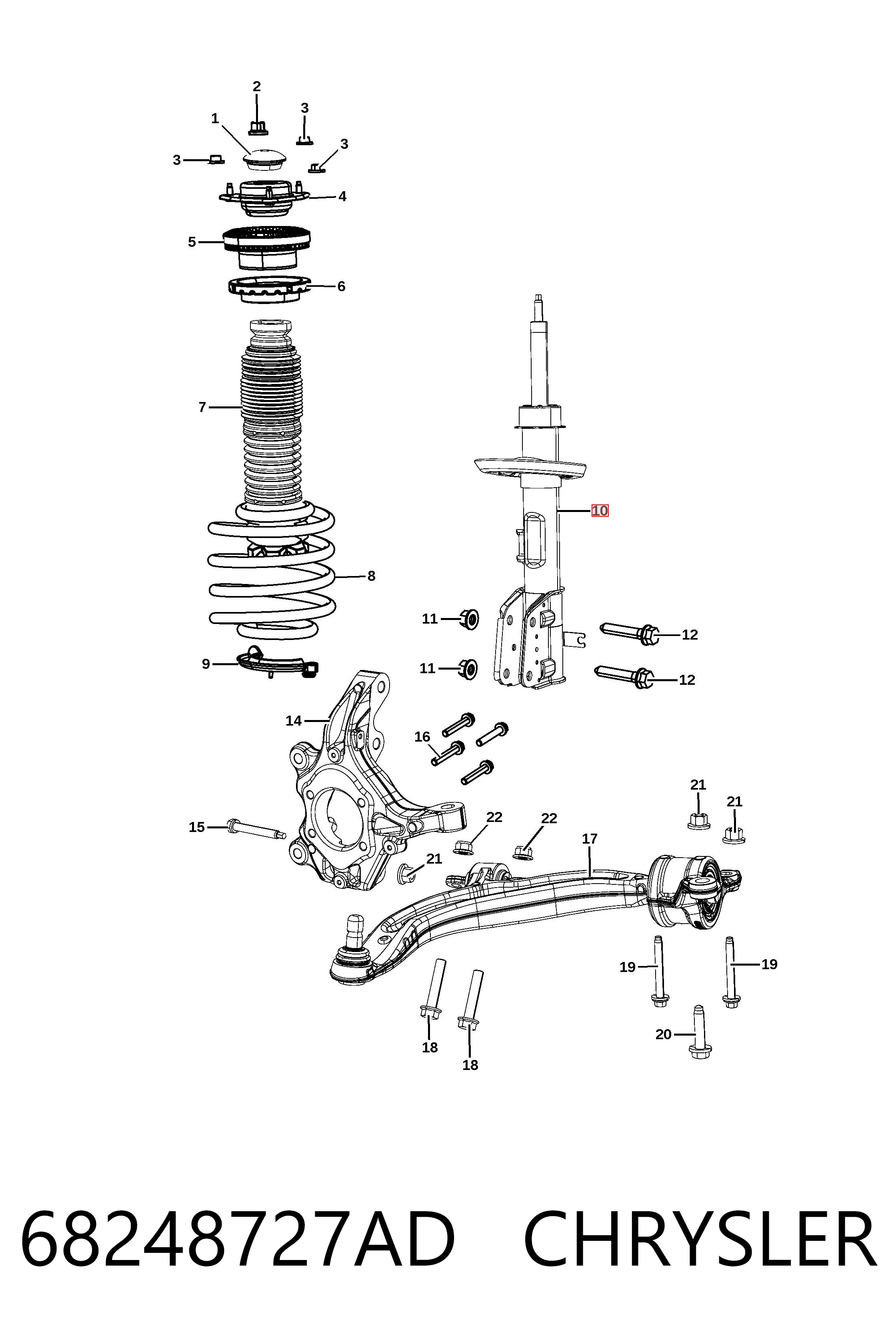 68248727AD Chrysler Ліва передня стійка