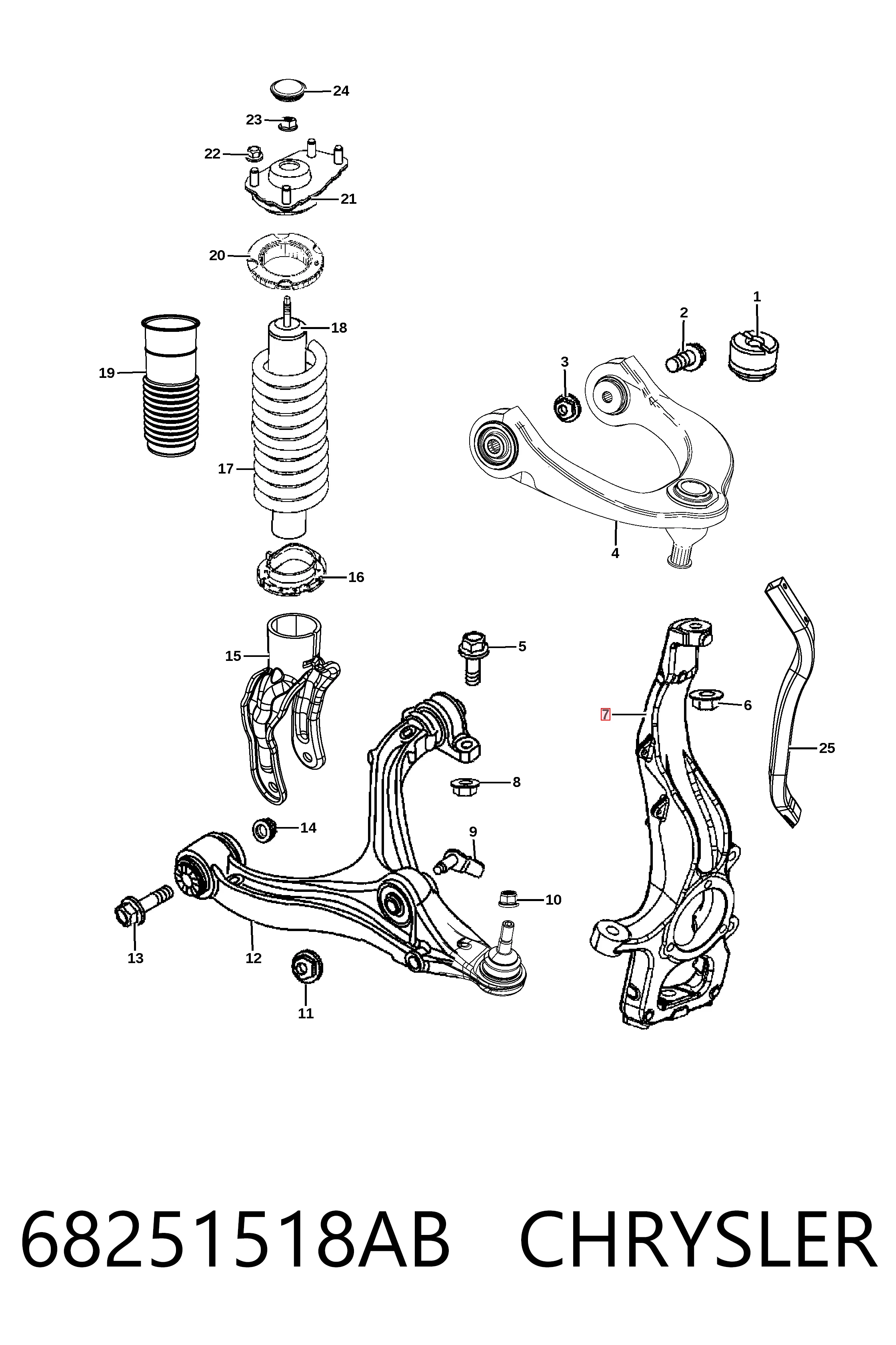 68251518AB Chrysler Цапфа - поворотний кулак передній, правий