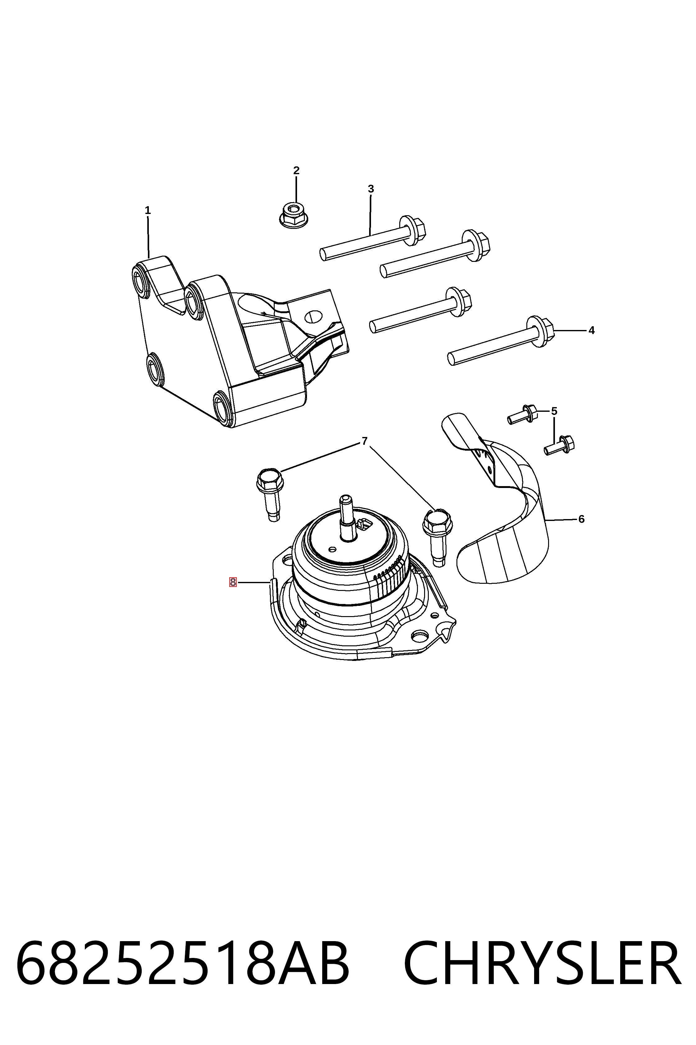 Подушка (опора) двигуна ліва/права K68110950AC Fiat/Alfa/Lancia