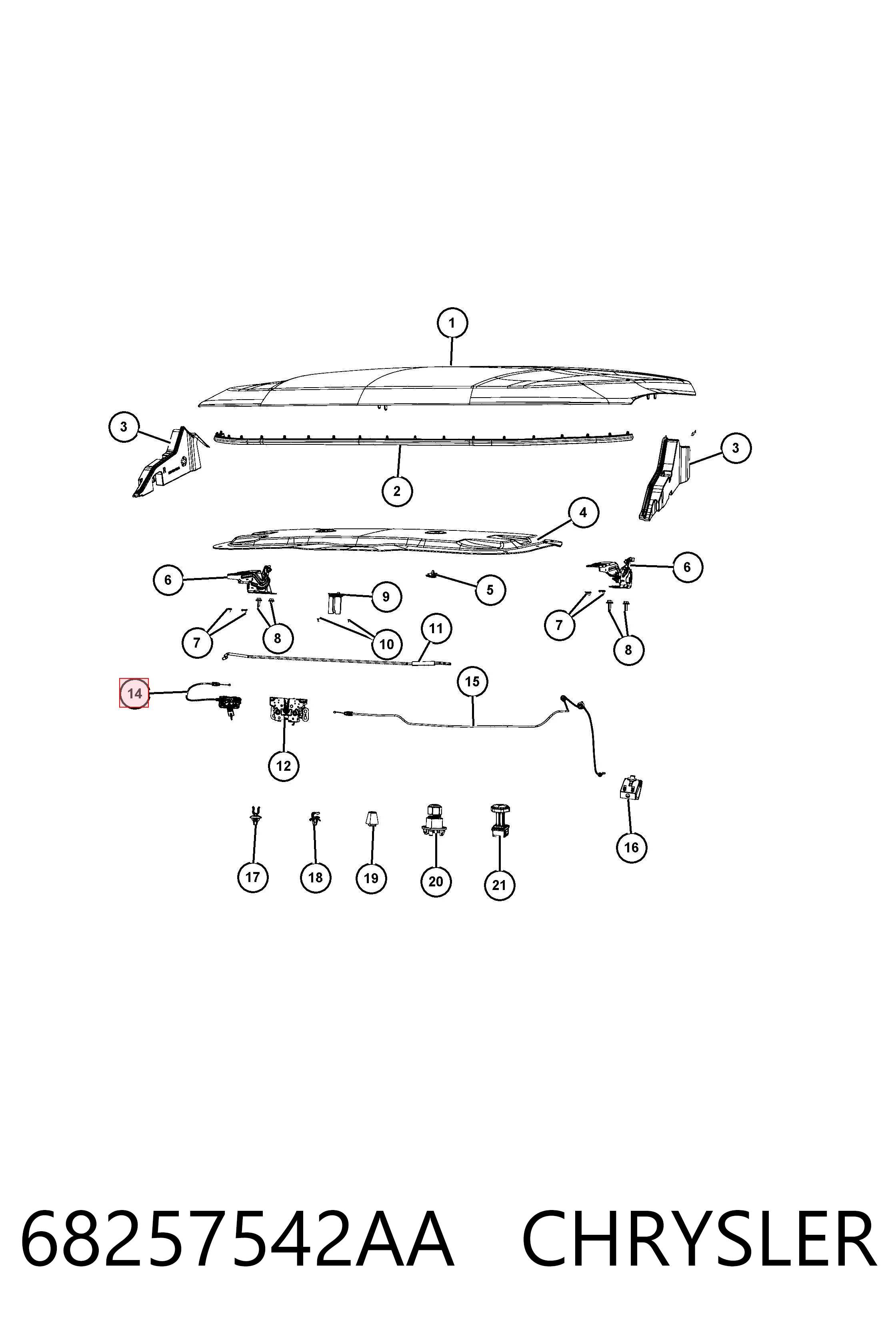 68257542AA Chrysler Ручка відкривання капота
