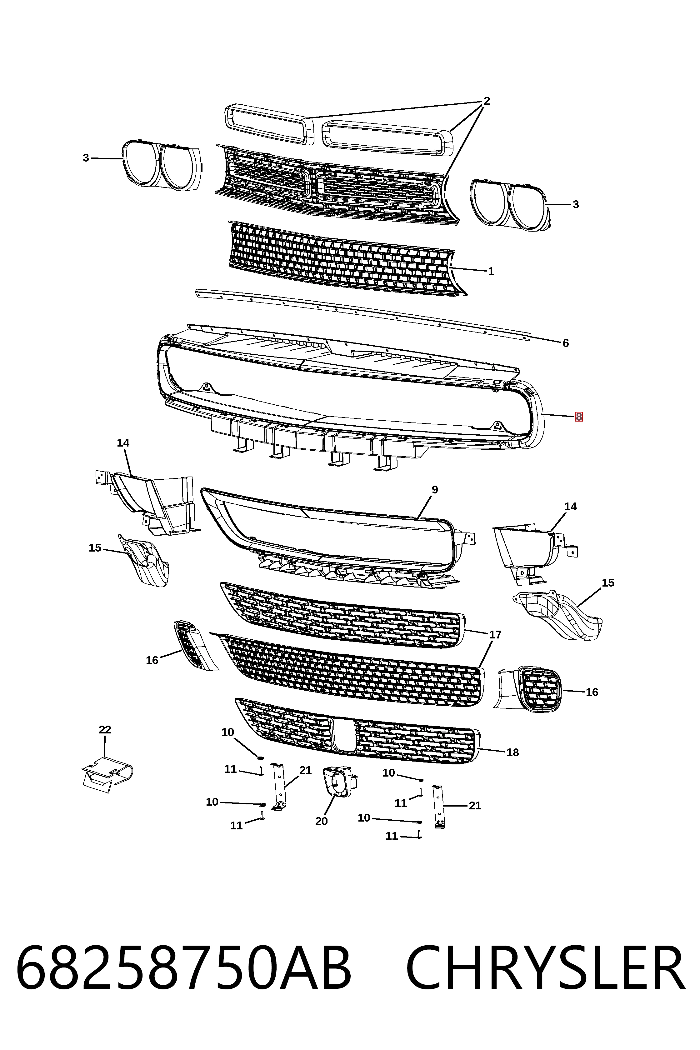 PDG77013C KLARKSONAS Ободок решітки радіатора