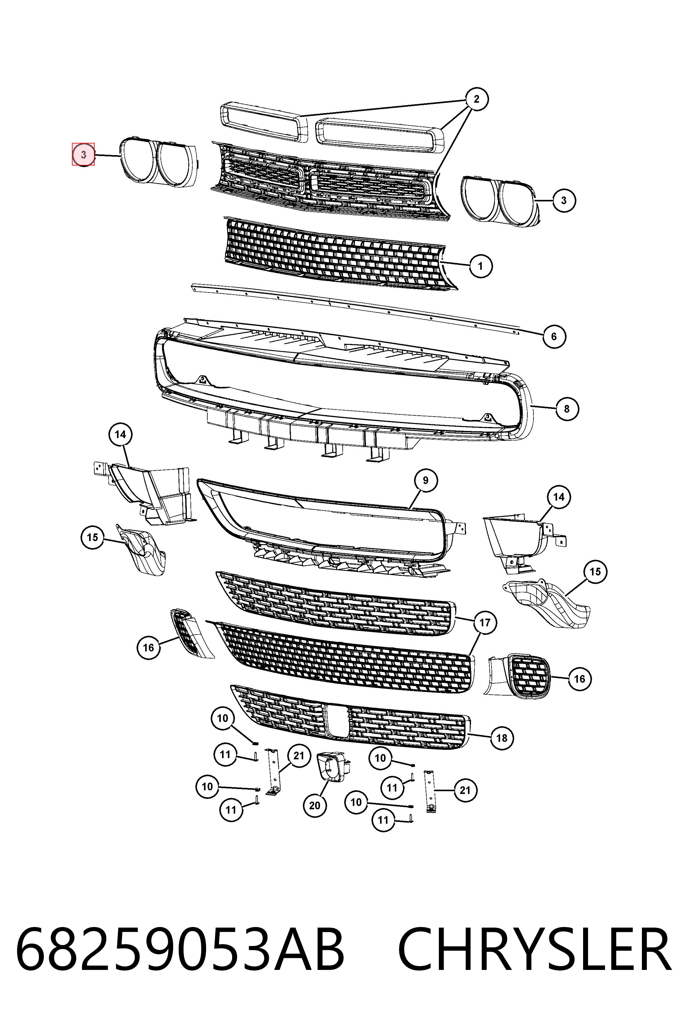 68259053AB Chrysler Обід фари лівої