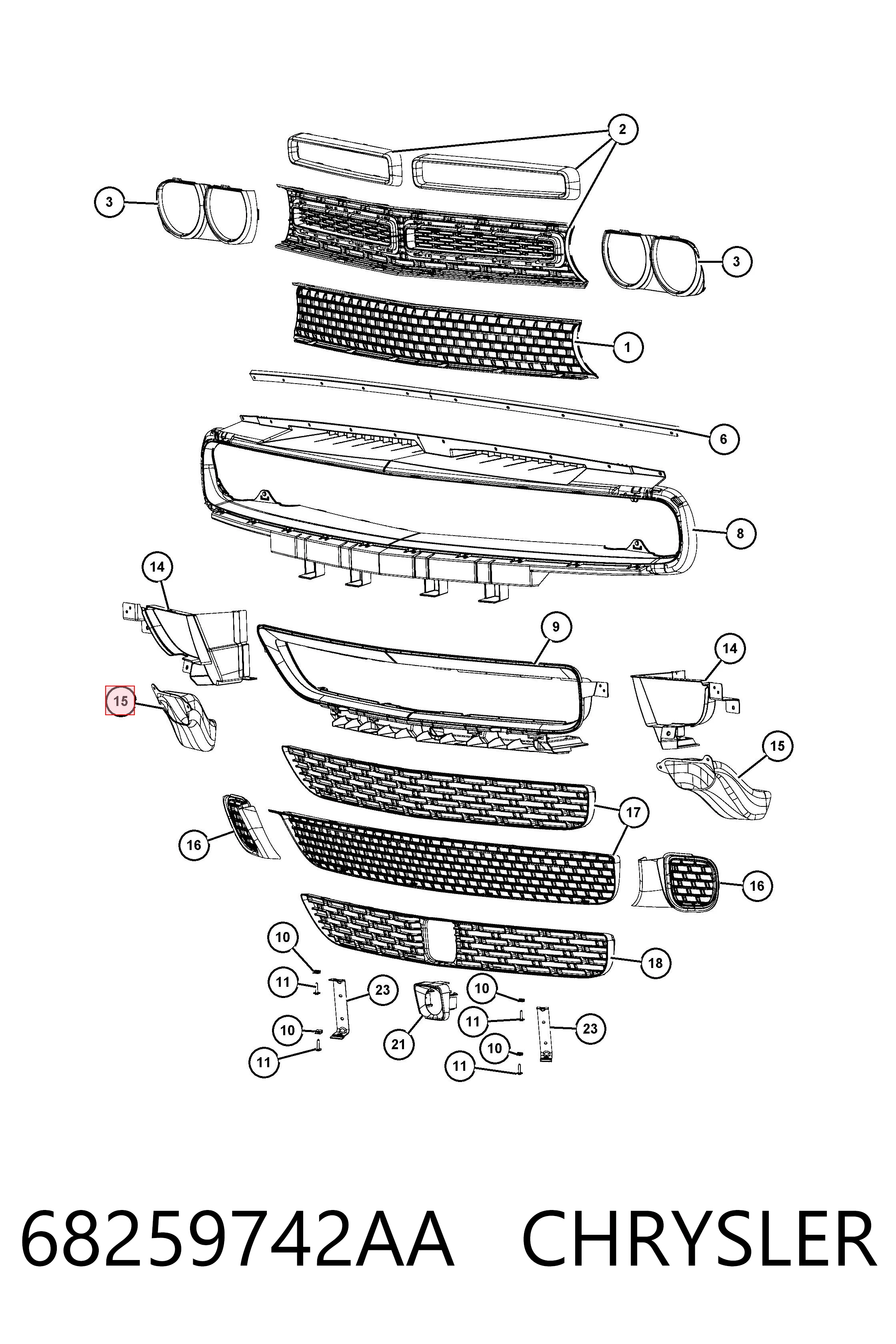 68259742AA Chrysler Дефлектор переднього бампера, правий