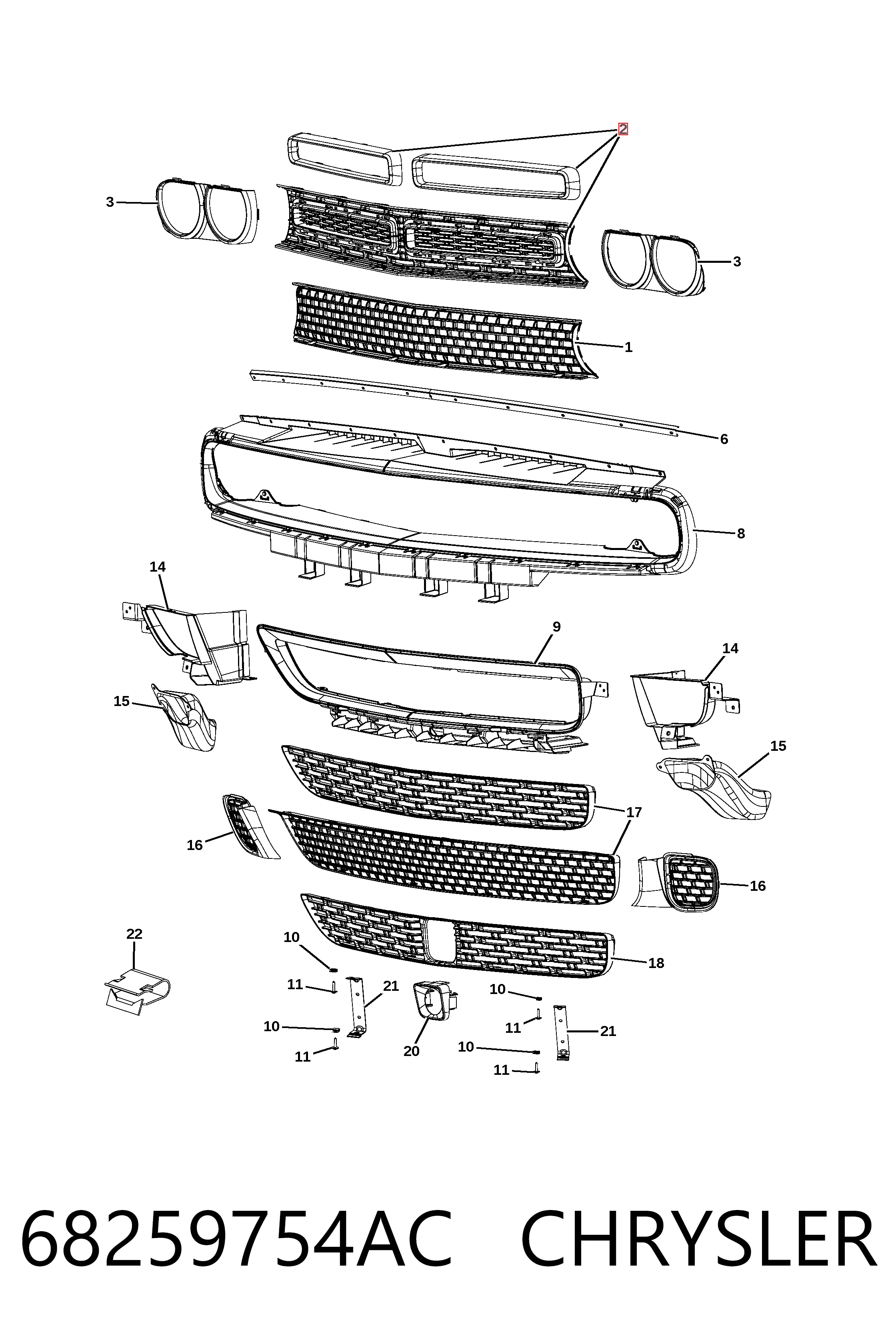 Облицювання радіатора Fiat/Alfa/Lancia K68259754AD ціна, від 152.03 USD