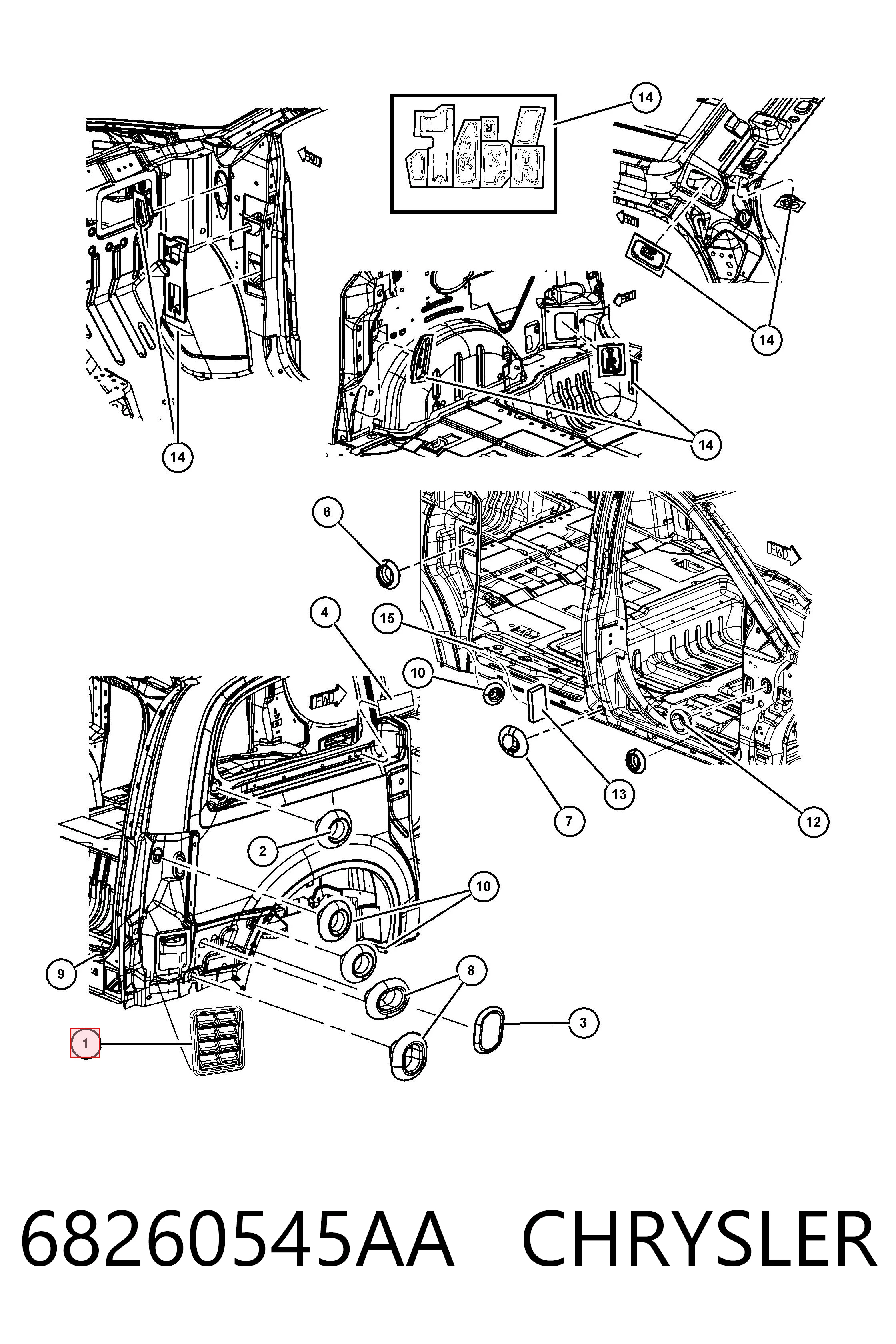 Решітка вентиляційна задня Fiat/Alfa/Lancia 68260545AA ціна, від 5.12 USD