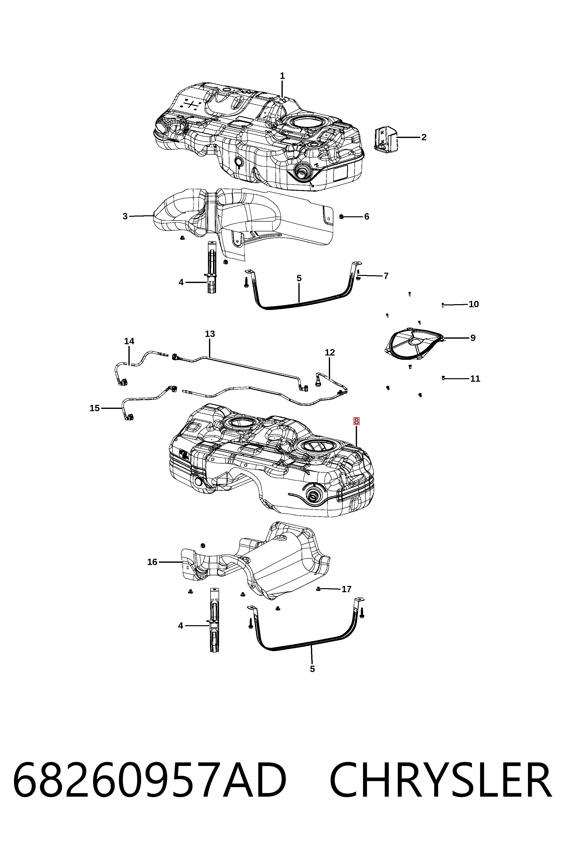 Б/бак Fiat/Alfa/Lancia K68260957AC ціна, від 12.67 USD