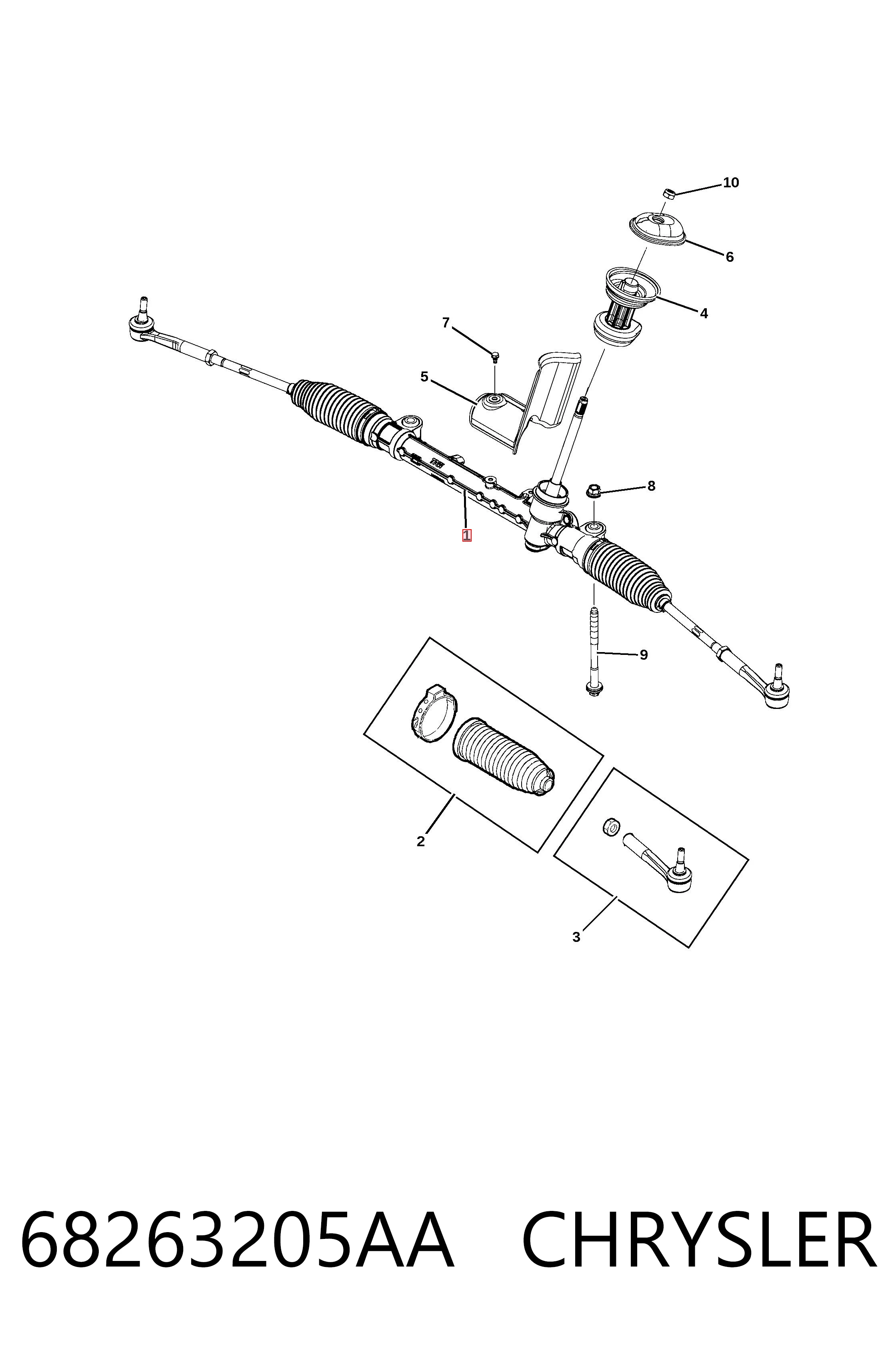 Кермова рейка Moog EV801524