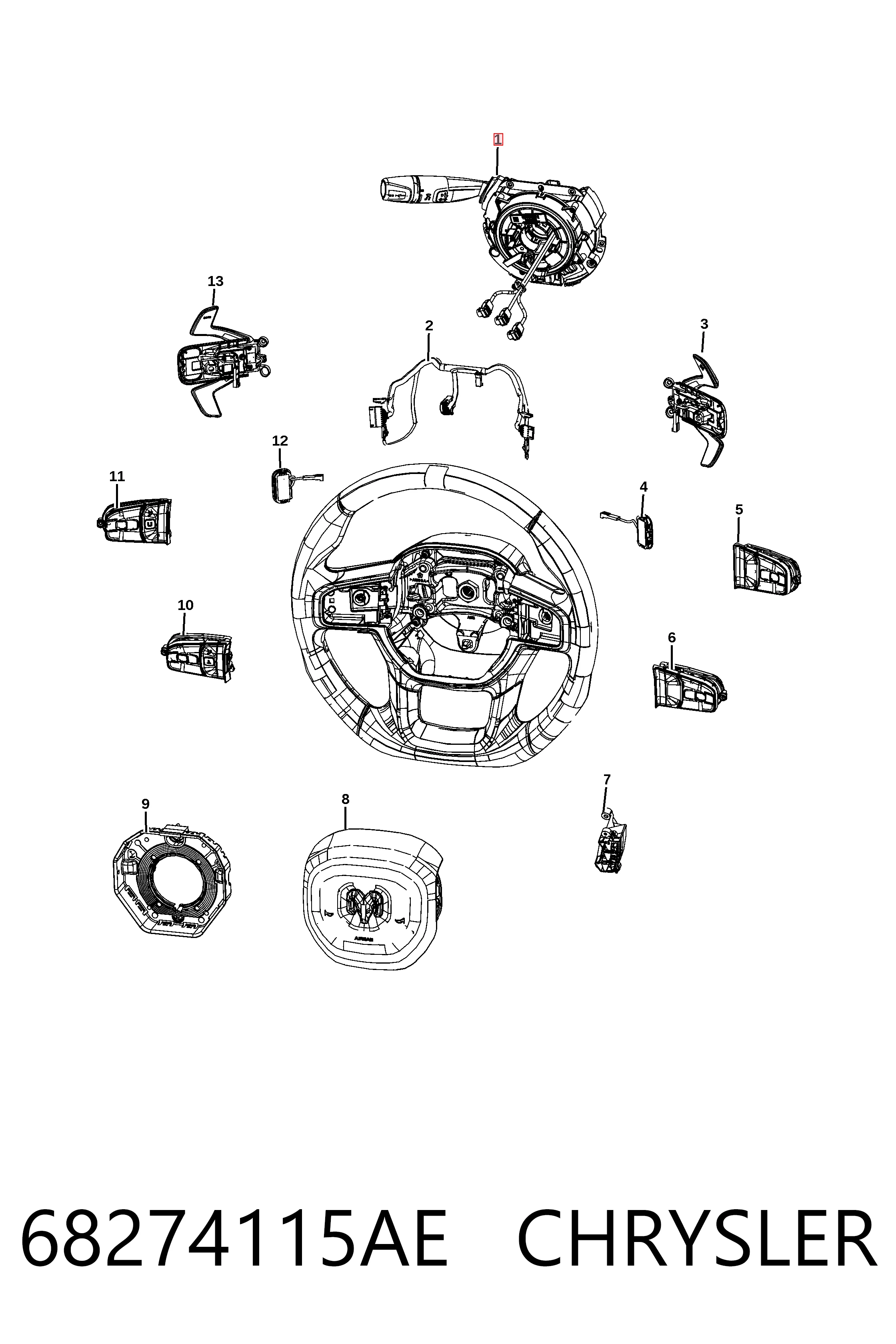 Шлейф керма Fiat/Alfa/Lancia K68274115AF ціна, від 421.17 USD