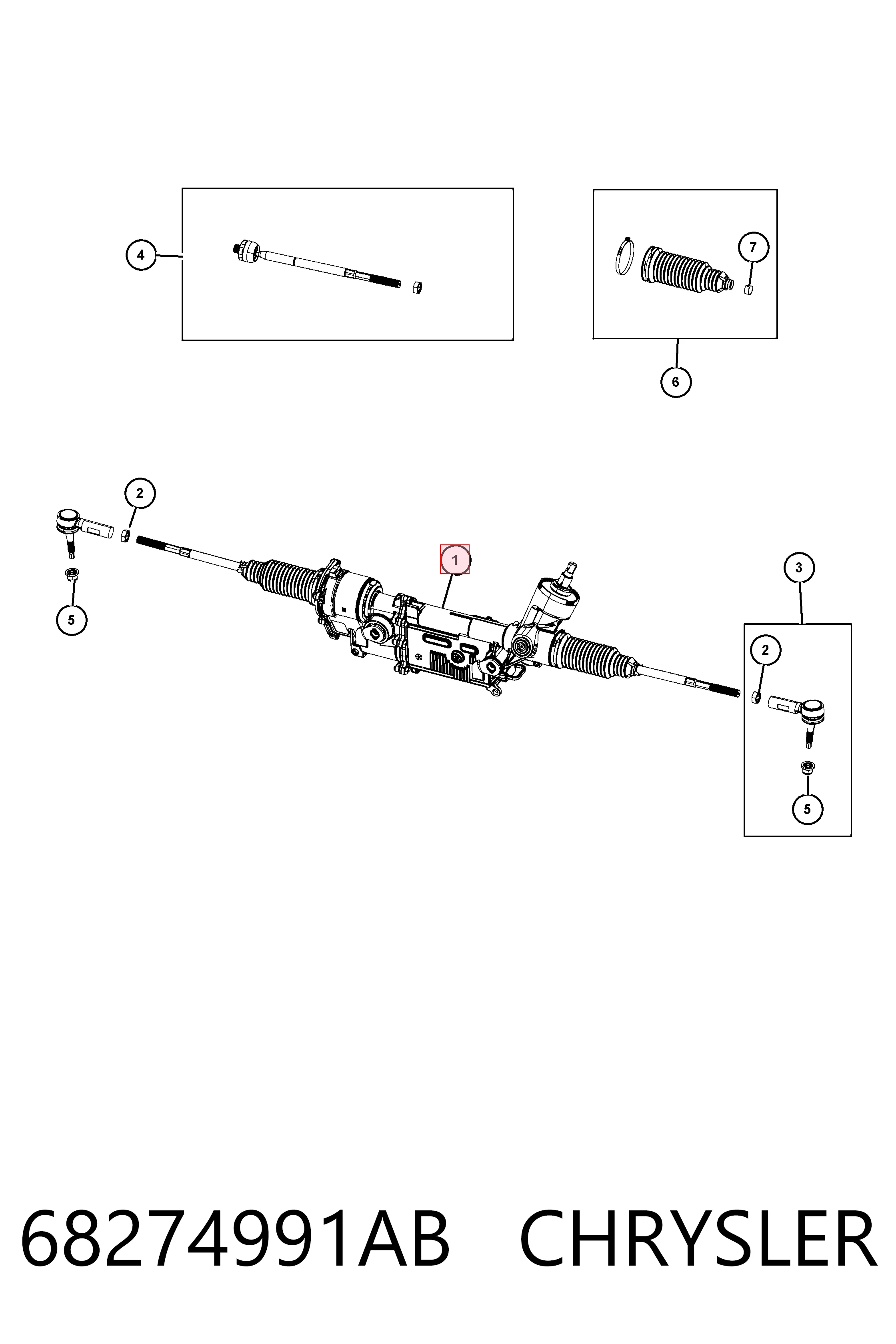 68274991AB Chrysler Рейковий рульовий механізм