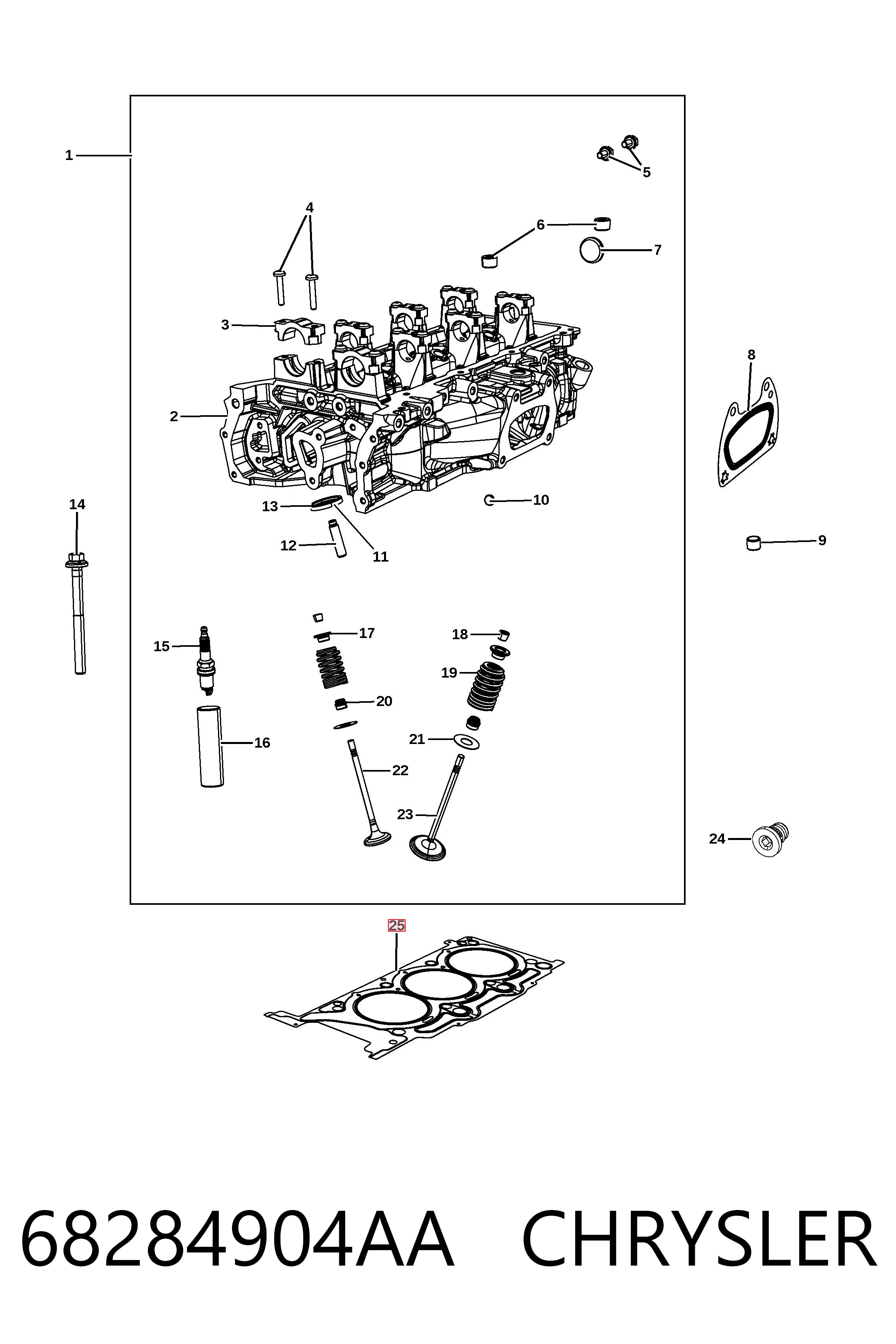 Прокладка головки блока циліндрів (ГБЦ), права K04893468AD Fiat/Alfa/Lancia