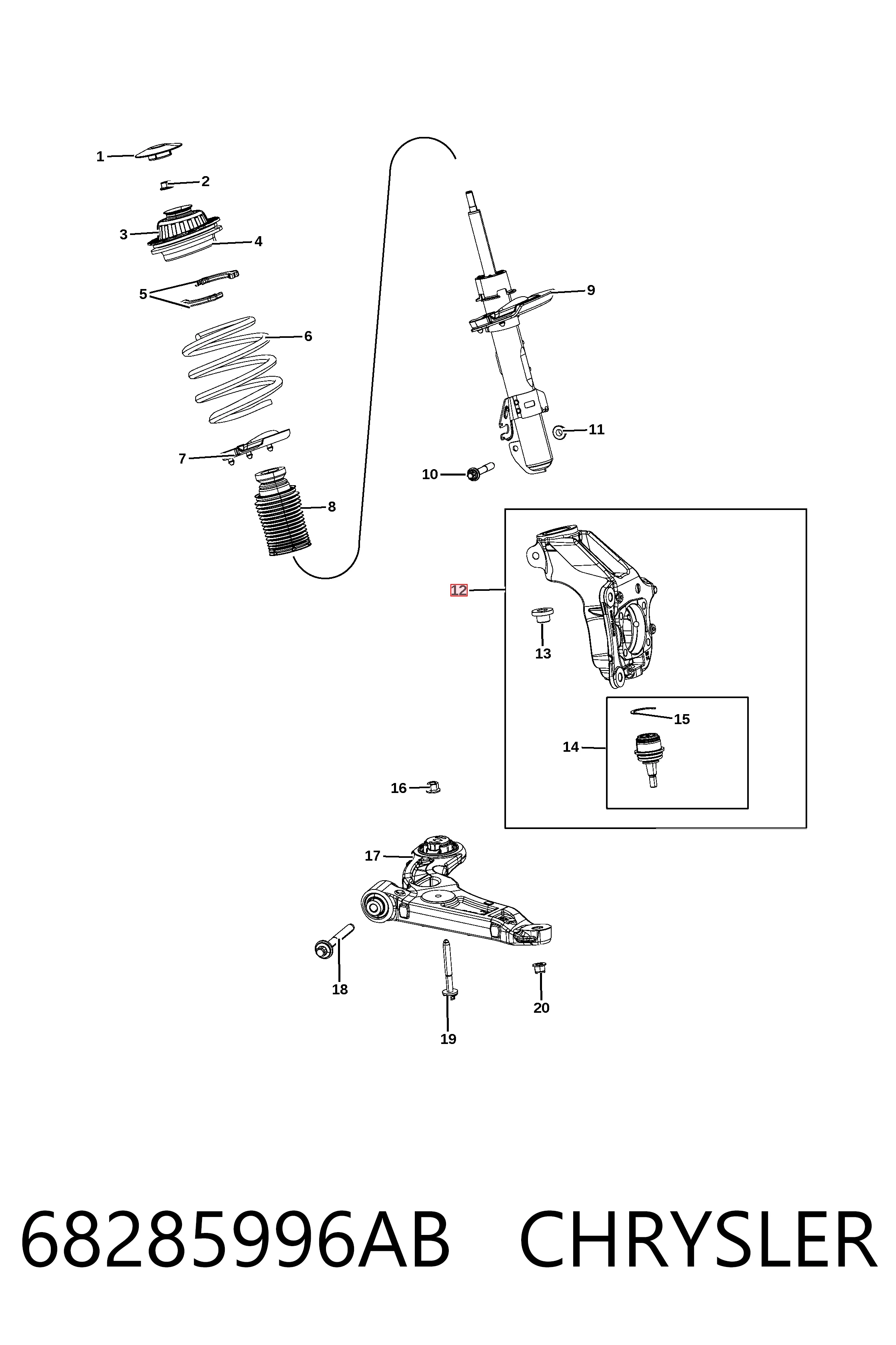Купити K04877826AE Fiat/Alfa/Lancia Цапфа передні праві