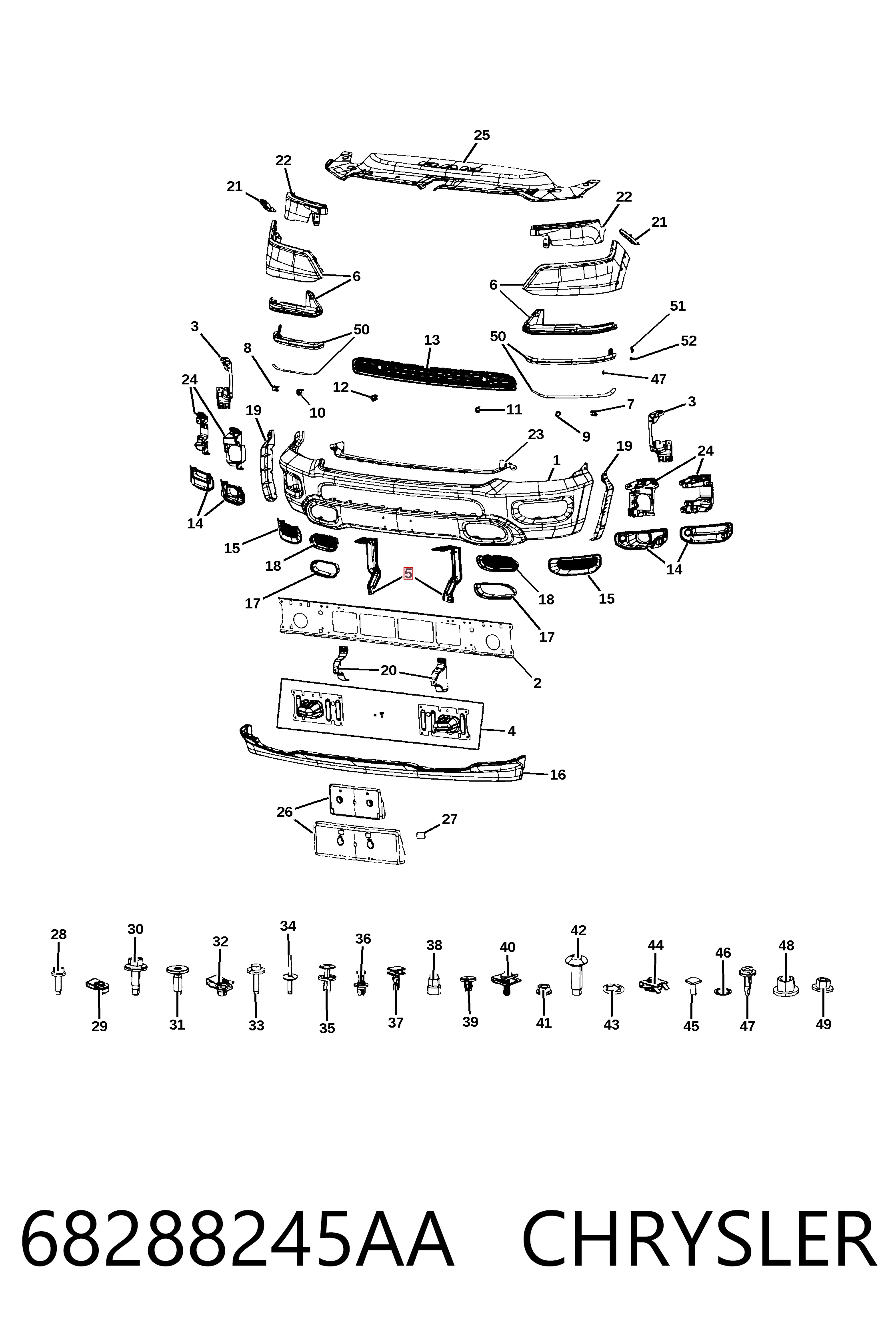 Праве кріплення переднього бампера Fiat/Alfa/Lancia K68288245AA ціна, від 27.83 USD