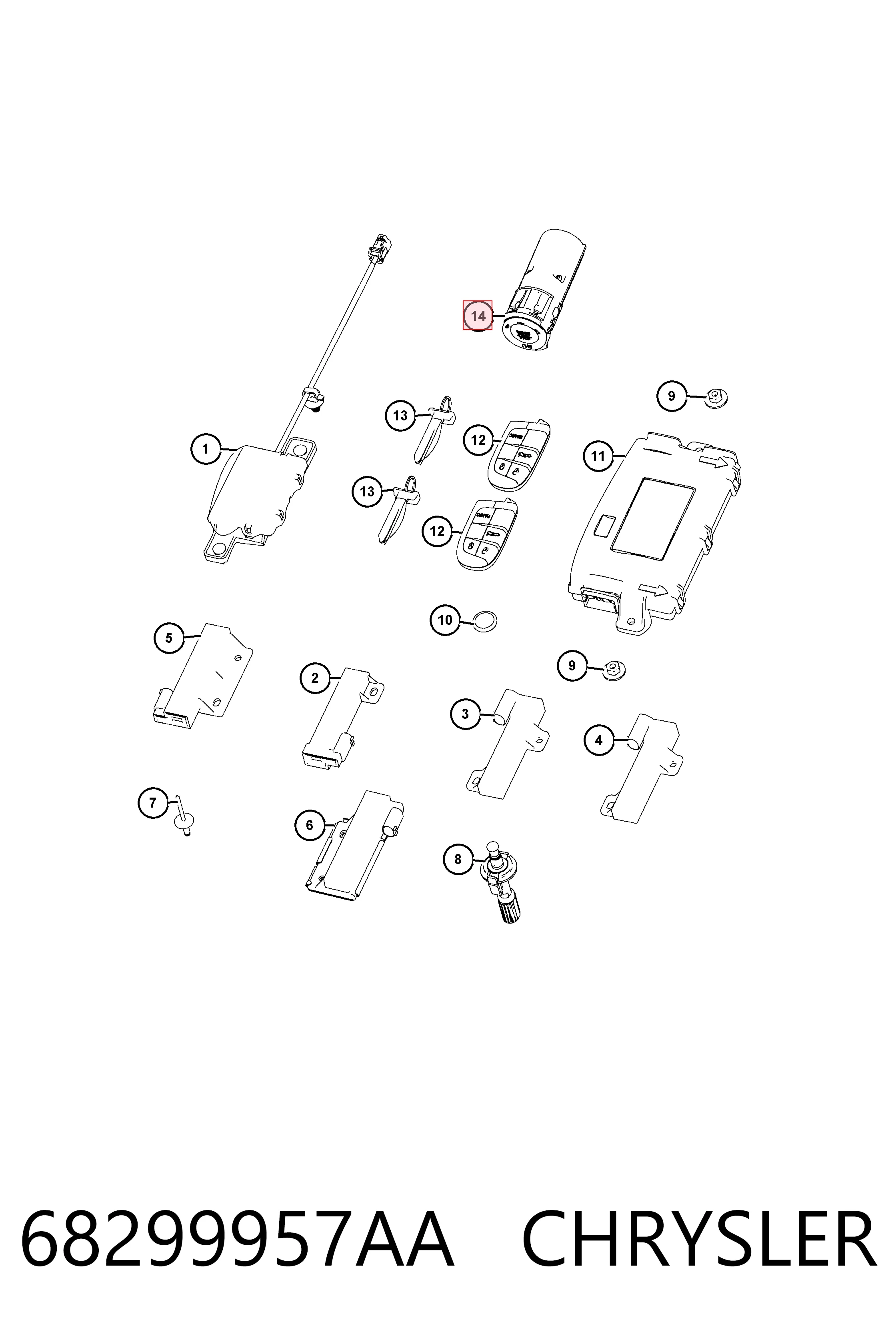 68299957AA Chrysler Кнопка запуску двигуна