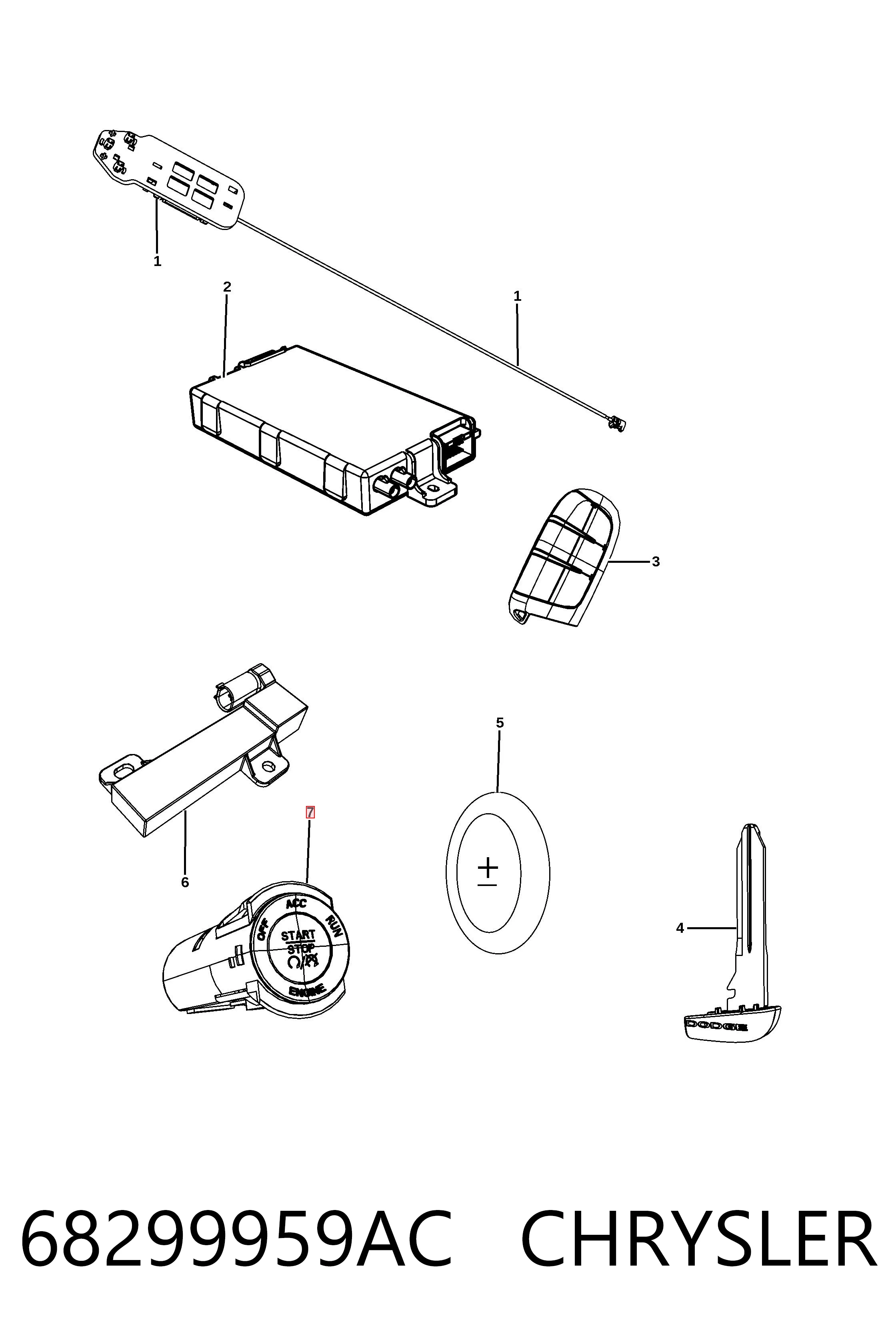 68299959AC Chrysler Кнопка запуску двигуна