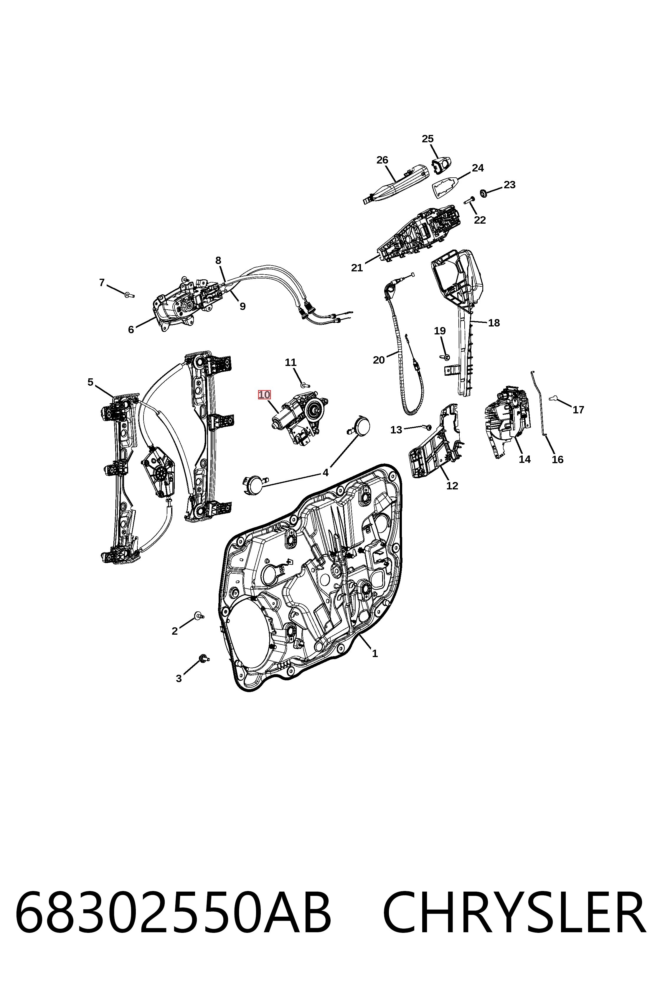 K68302550AC Fiat/Alfa/Lancia Мотор склопідйомника дверей передніх, правих