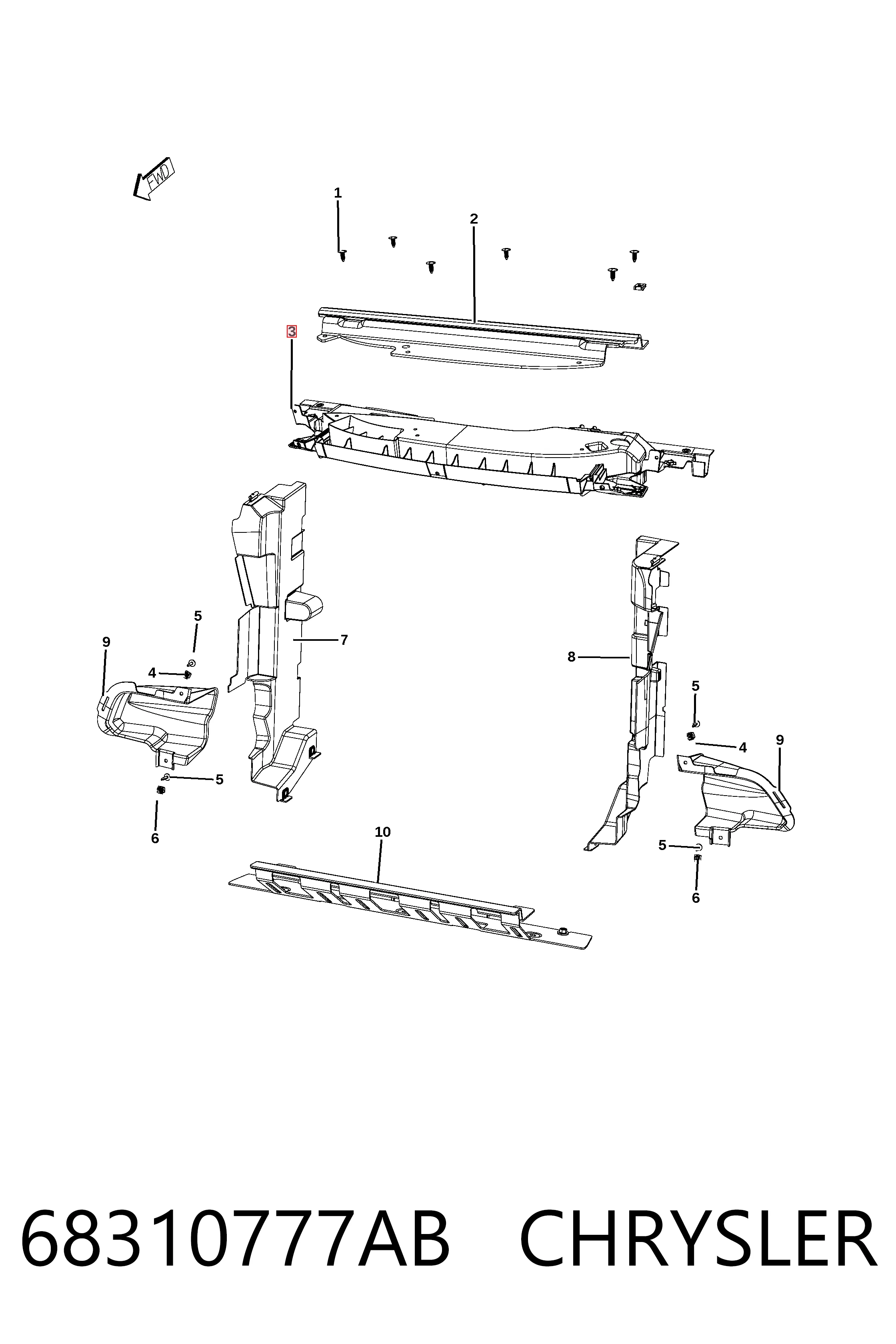 Накладка дифузора радіатора верхня KLARKSONAS PCR99031A ціна, від 48.79 USD