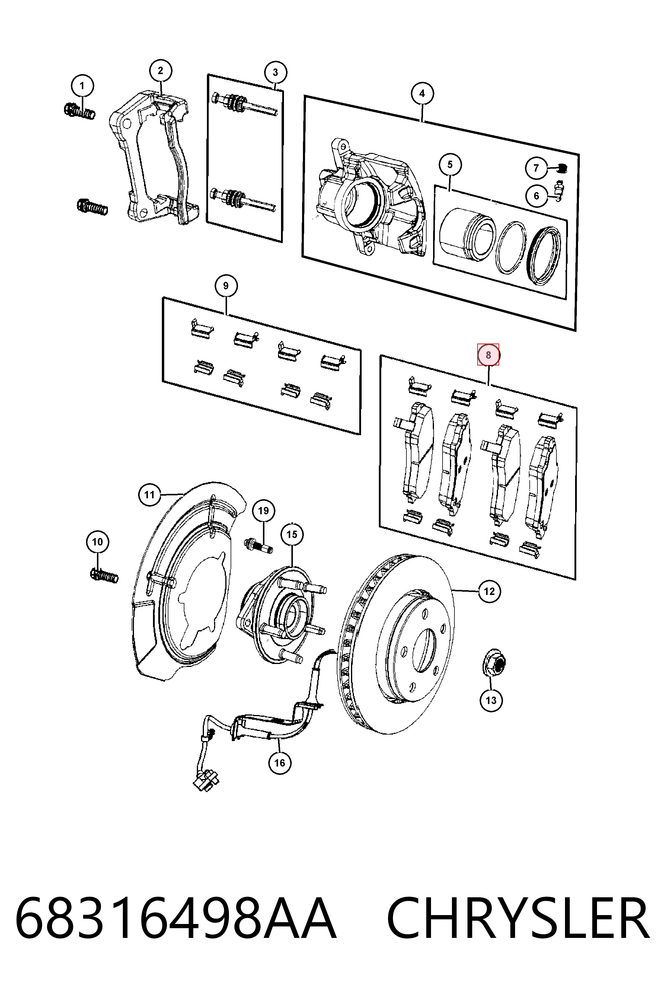 68316498AA Chrysler Передні гальмівні колодки