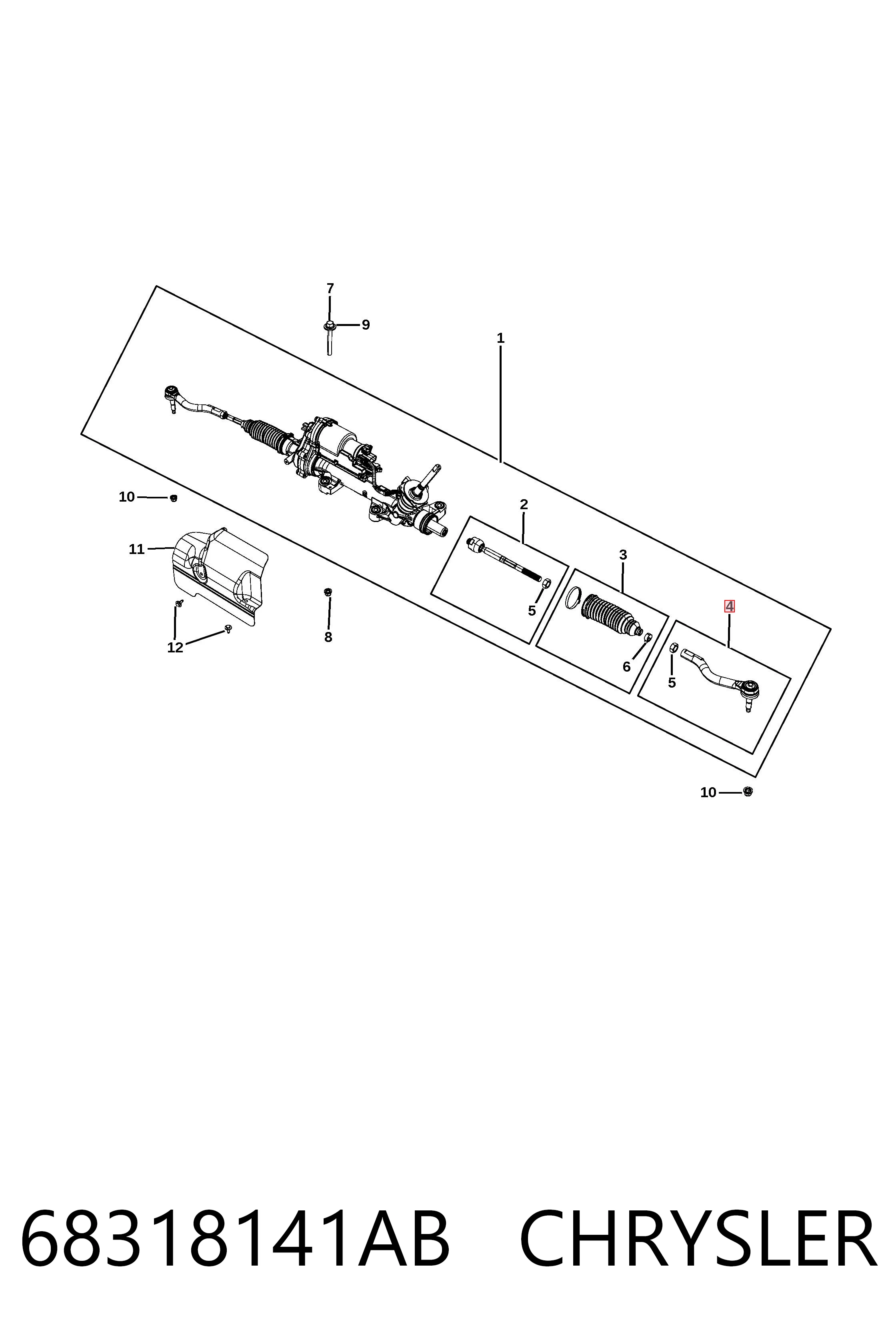 68318141AB Chrysler Зовнішній наконечник рульової тяги