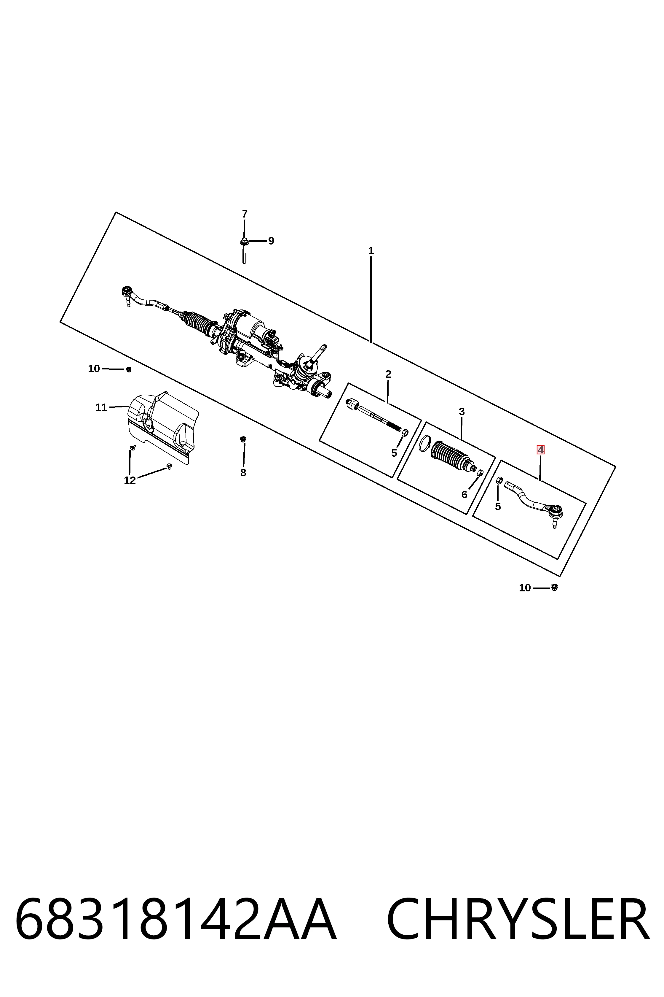 68318142AA Chrysler Зовнішній наконечник рульової тяги
