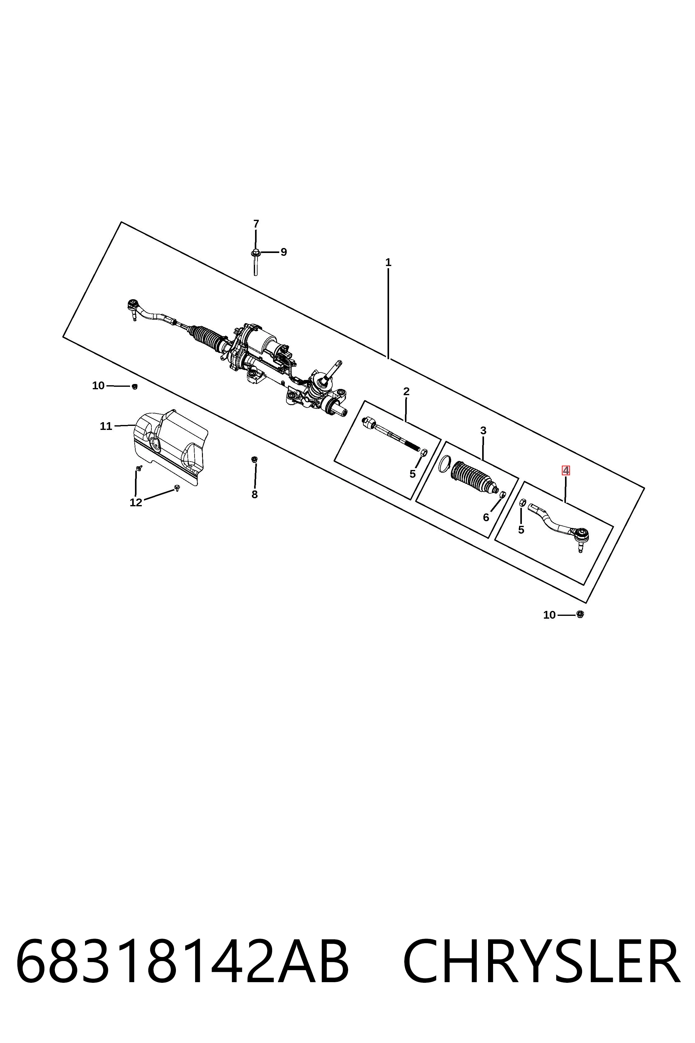 68318142AB Chrysler Зовнішній наконечник рульової тяги