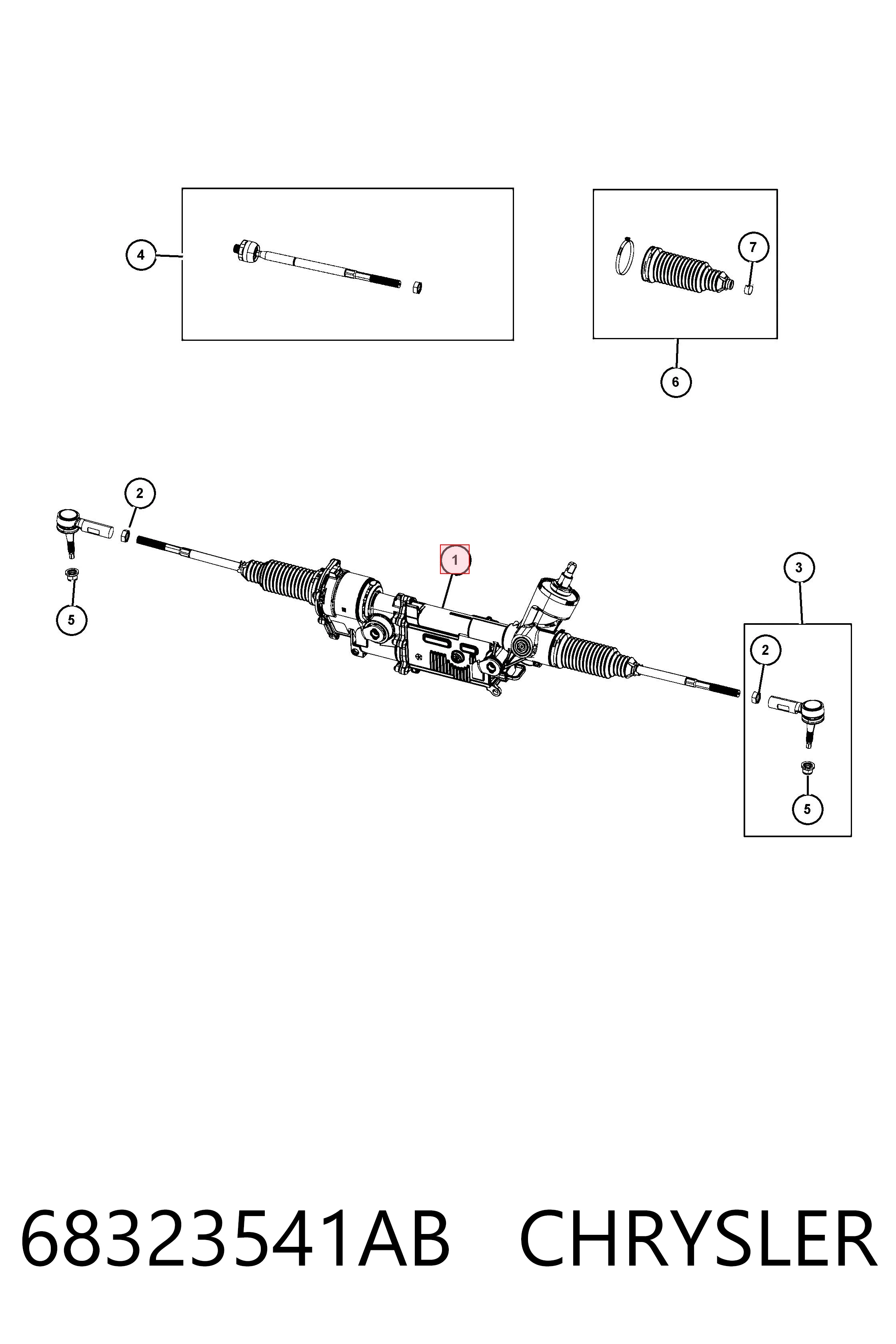 68323541AB Chrysler Рейковий рульовий механізм