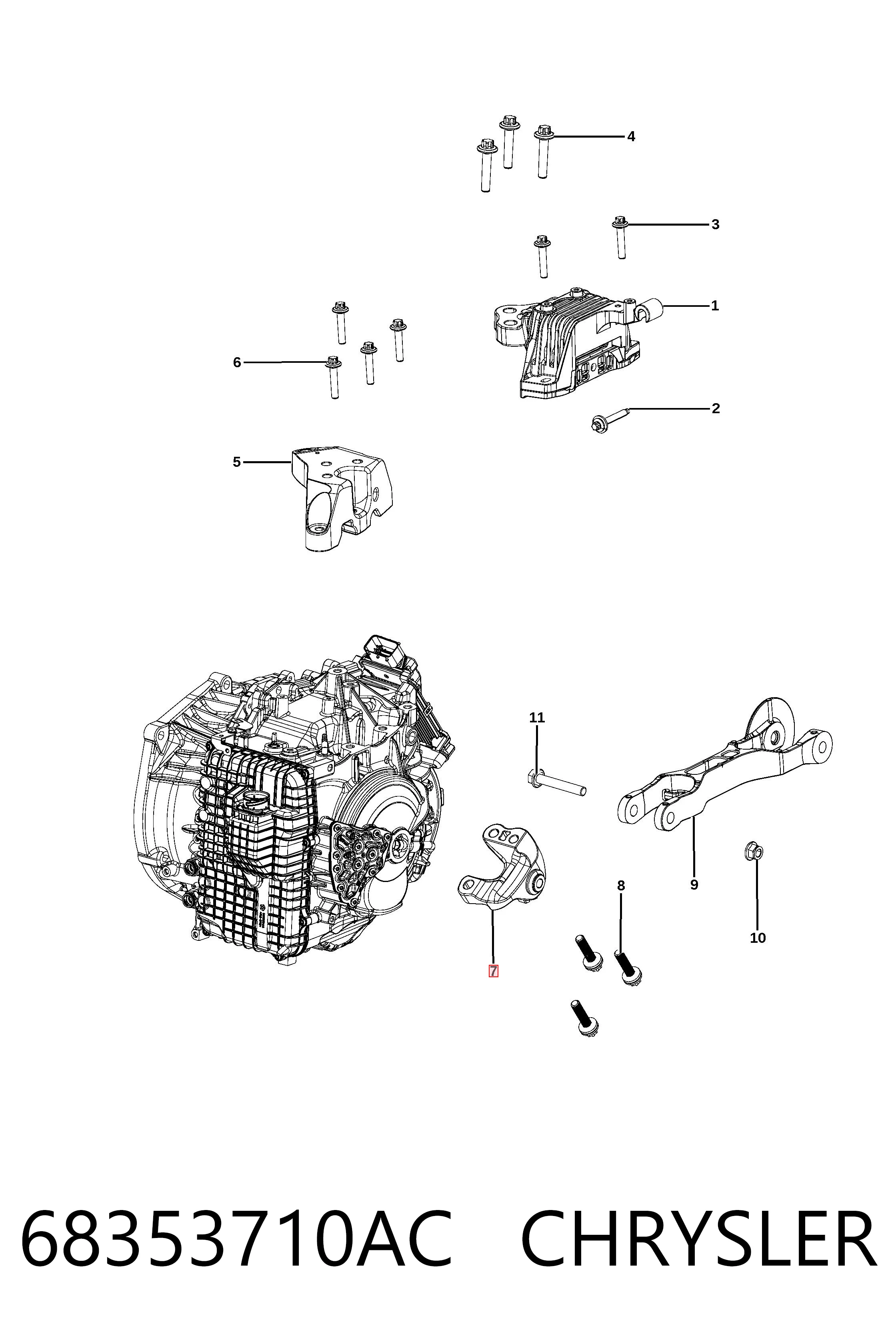 68353710AC Chrysler Кронштейн подушки (опори) двигуна, задньої