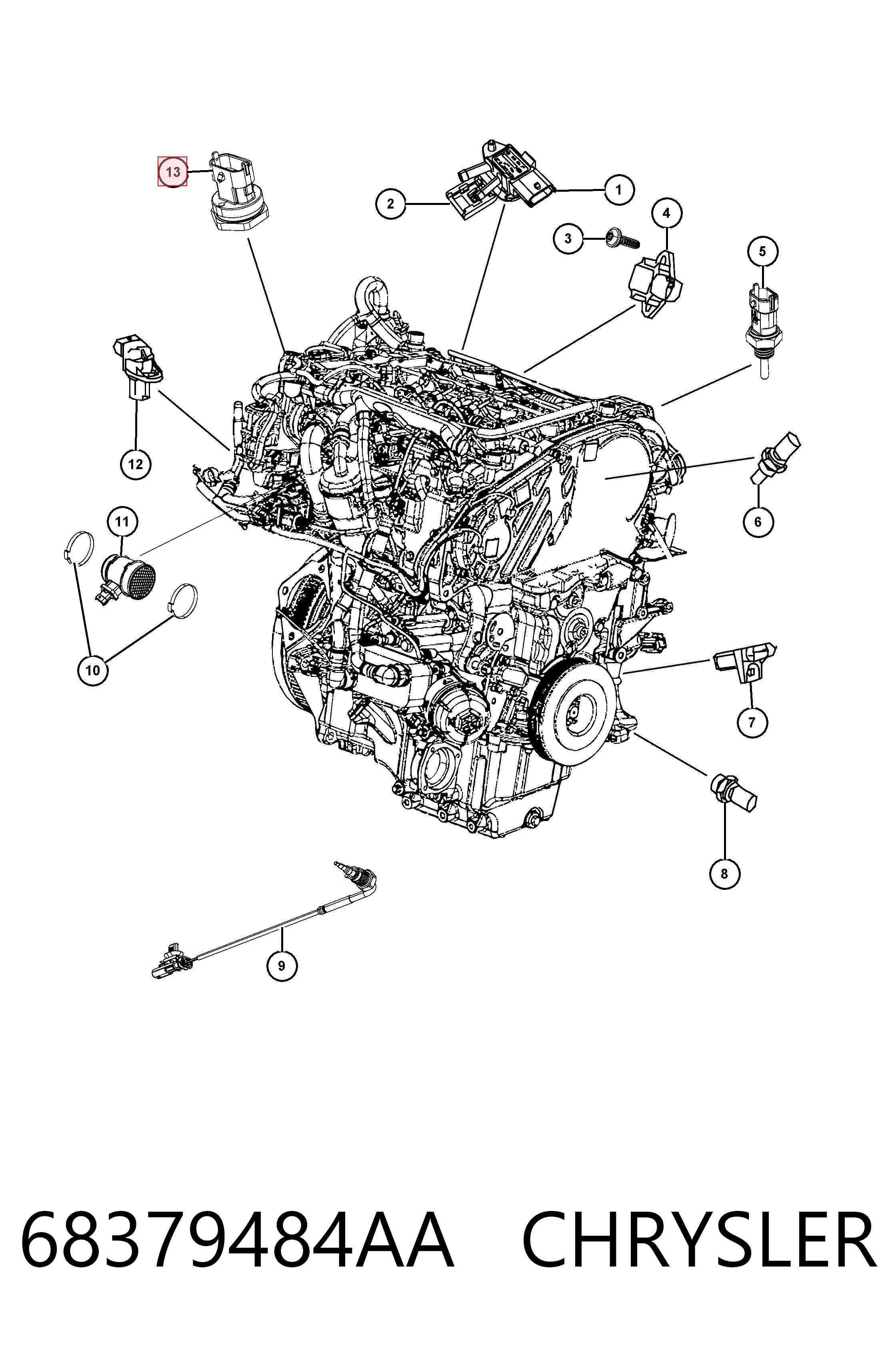 Датчик тиску палива 166381388R Renault (RVI)