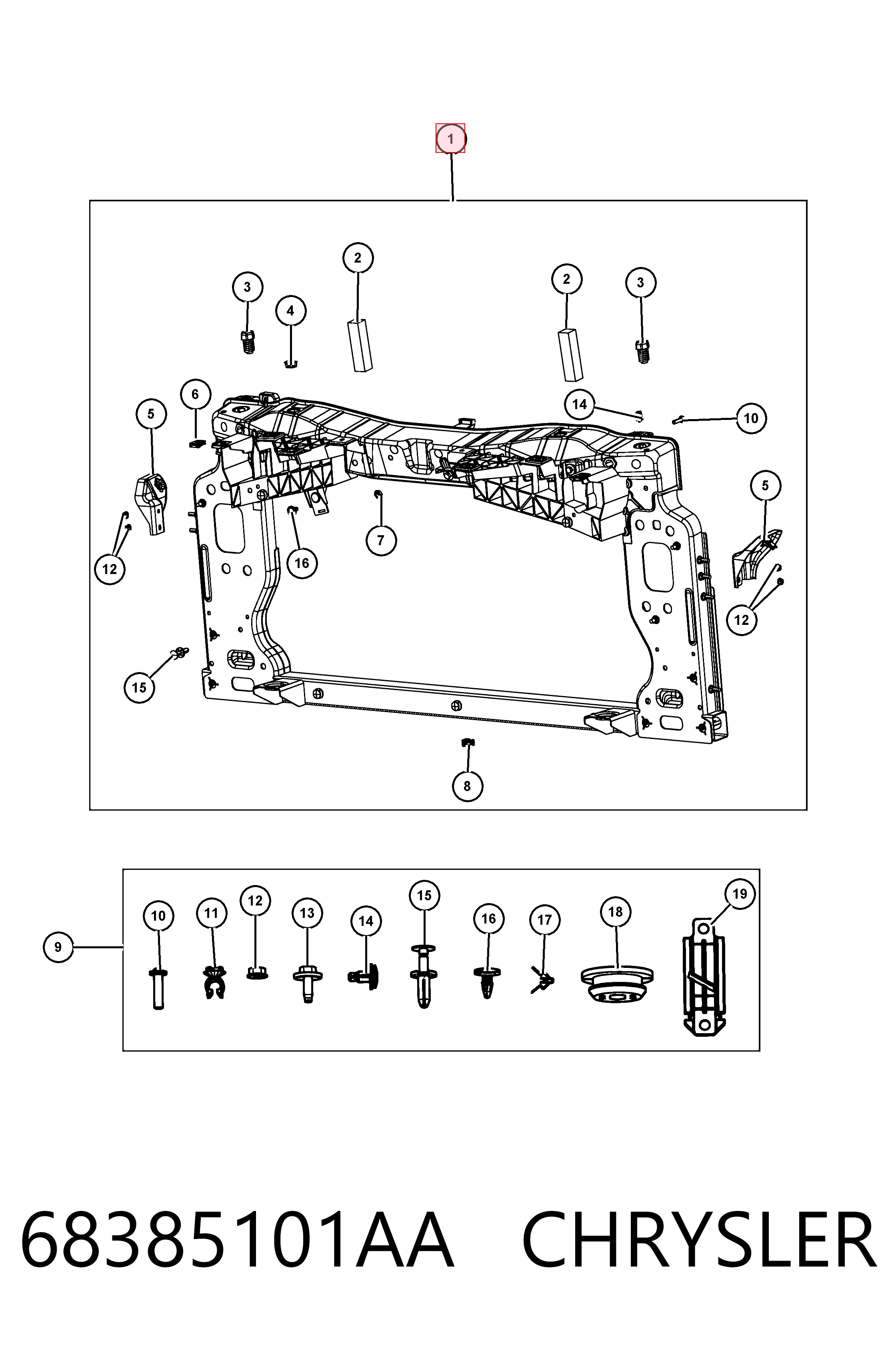 Панель передня Fiat/Alfa/Lancia K68214629AB ціна, від 207.59 USD