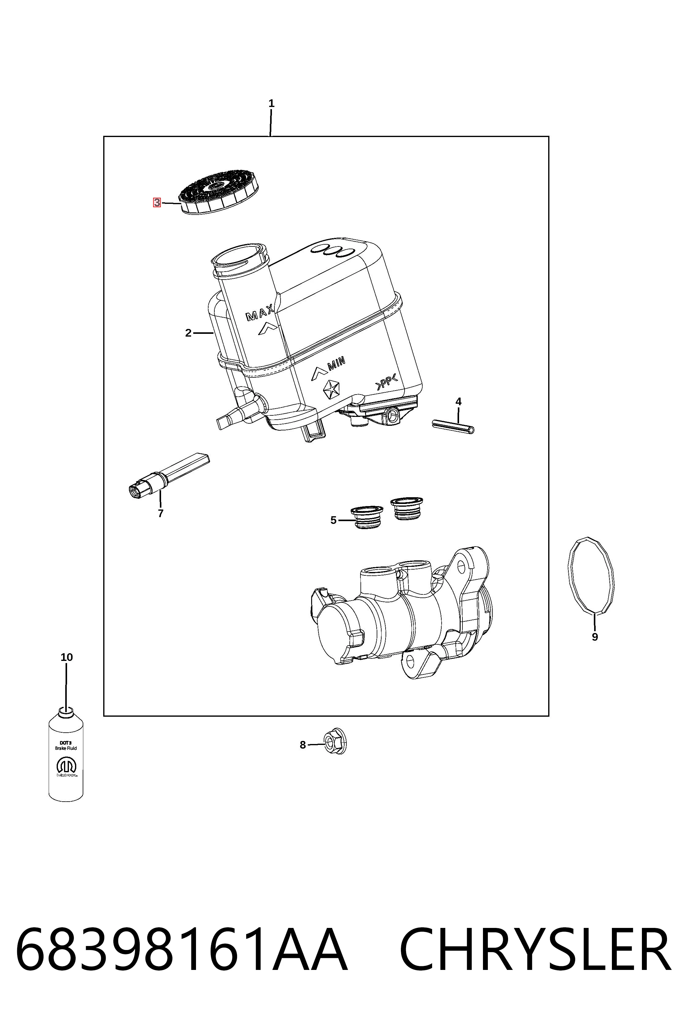 68398161AA Chrysler Кришка бачка головного гальмівного циліндру