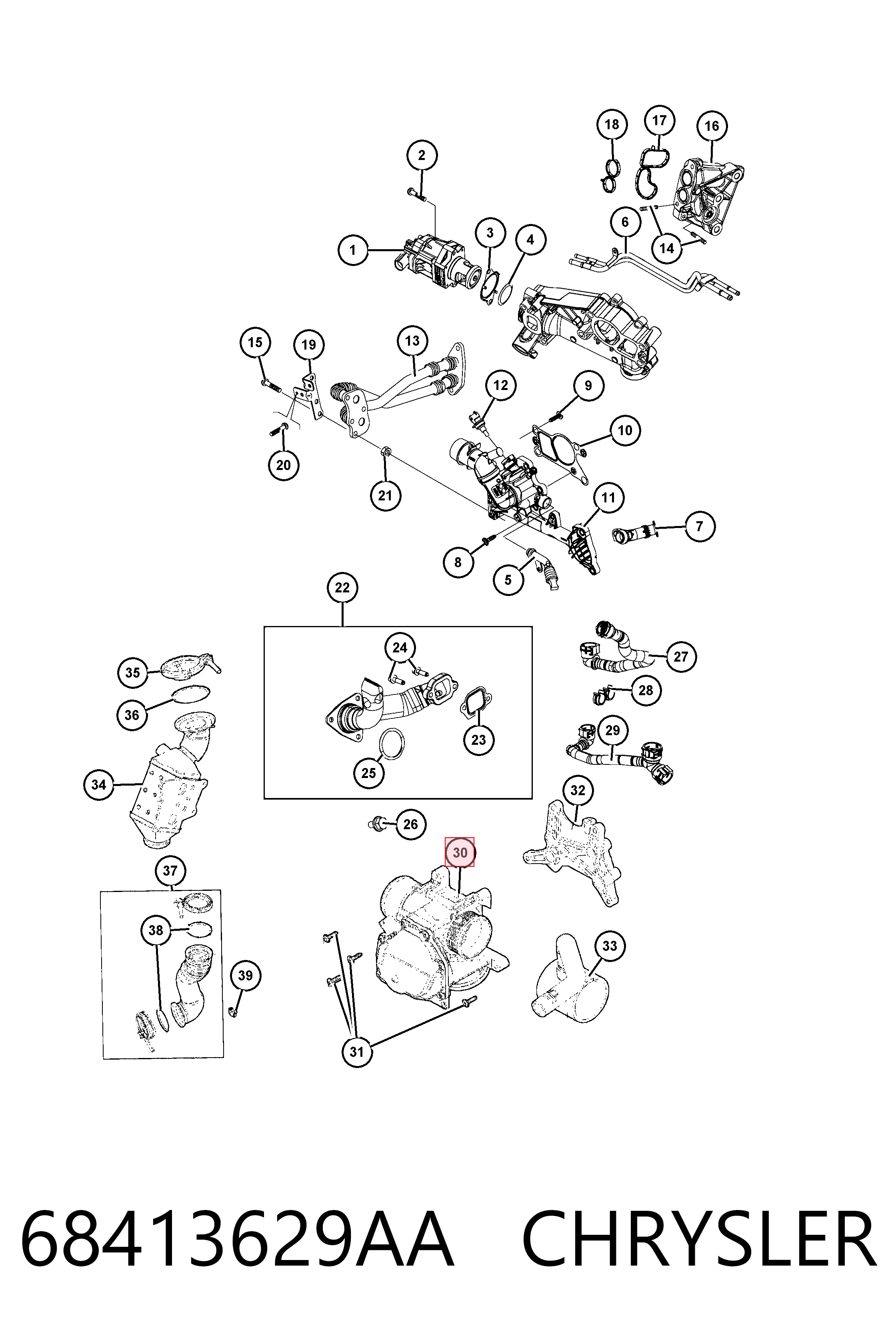 K68413629AA Fiat/Alfa/Lancia Клапан рециркуляції відпрацьованих газів EGR