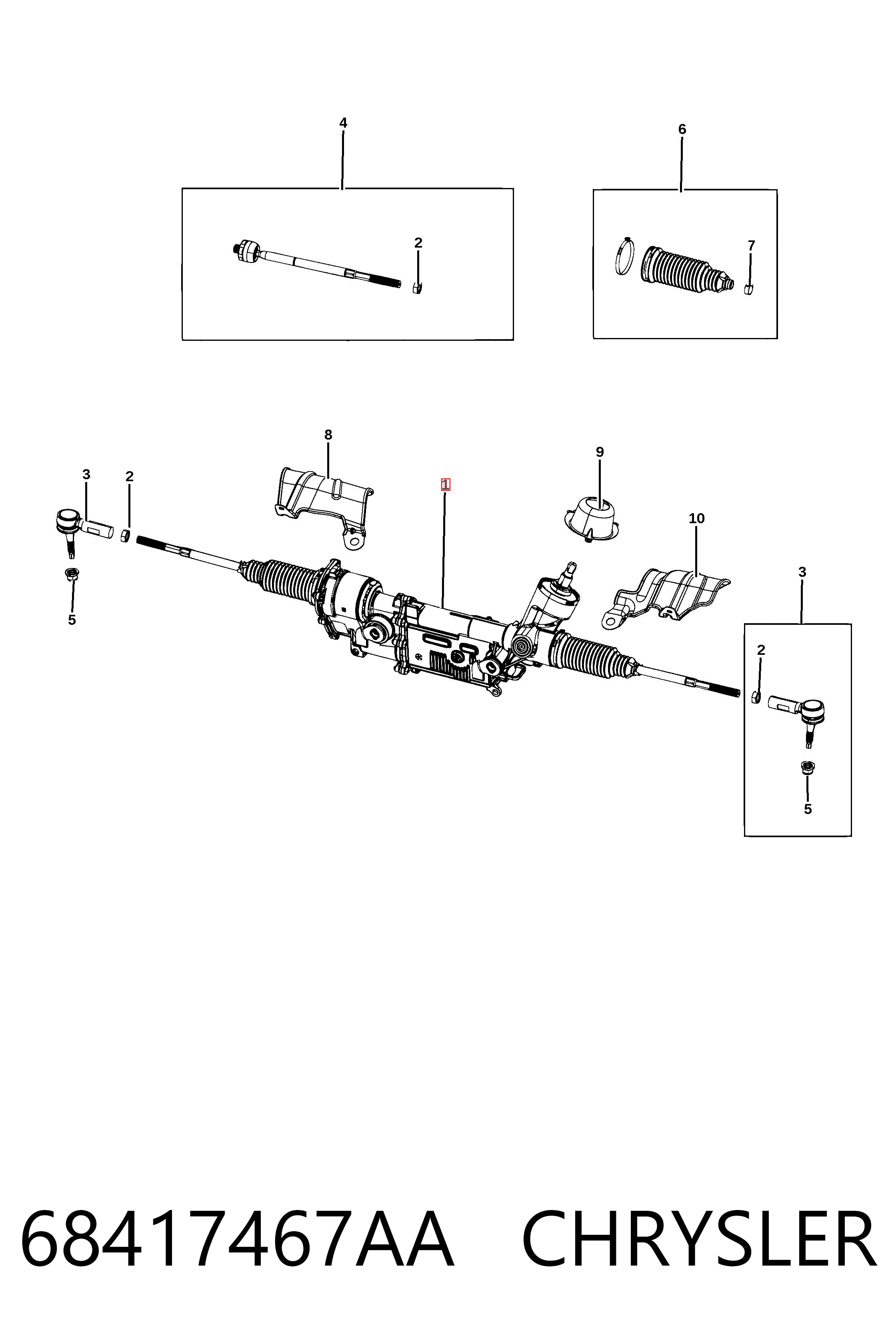 68417467AA Chrysler Рейковий рульовий механізм