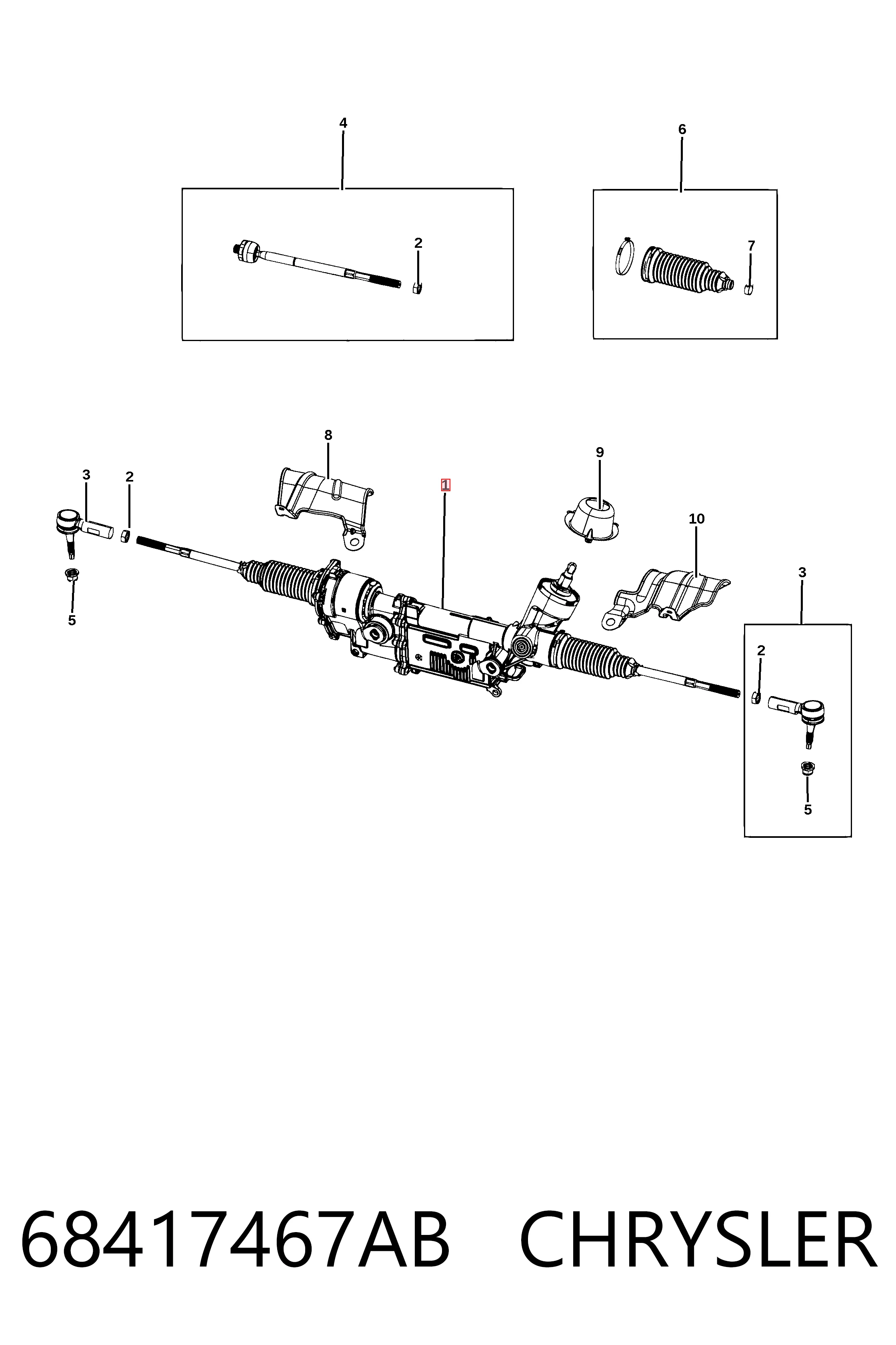68417467AB Chrysler Рейковий рульовий механізм
