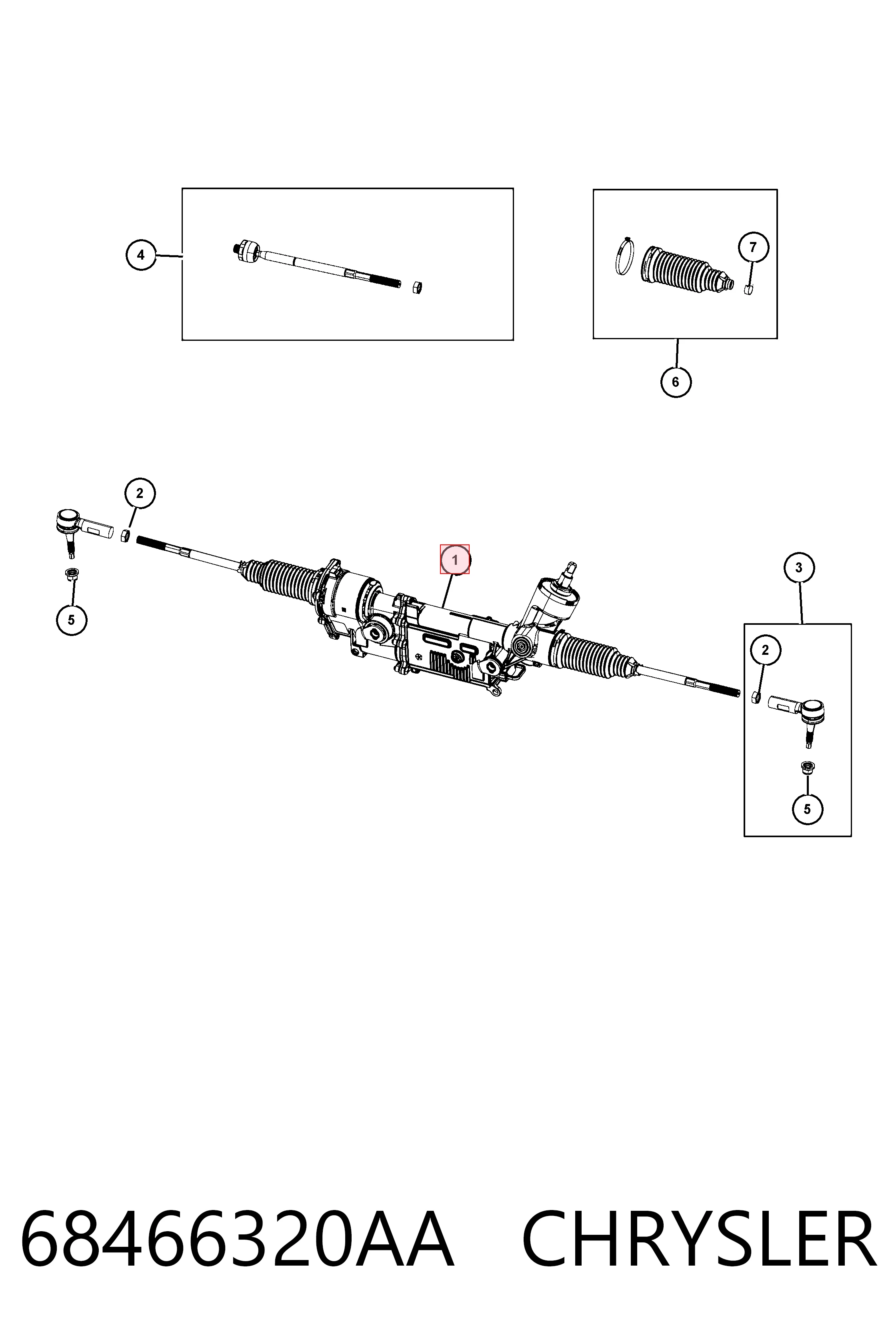 68466320AA Chrysler Рейковий рульовий механізм