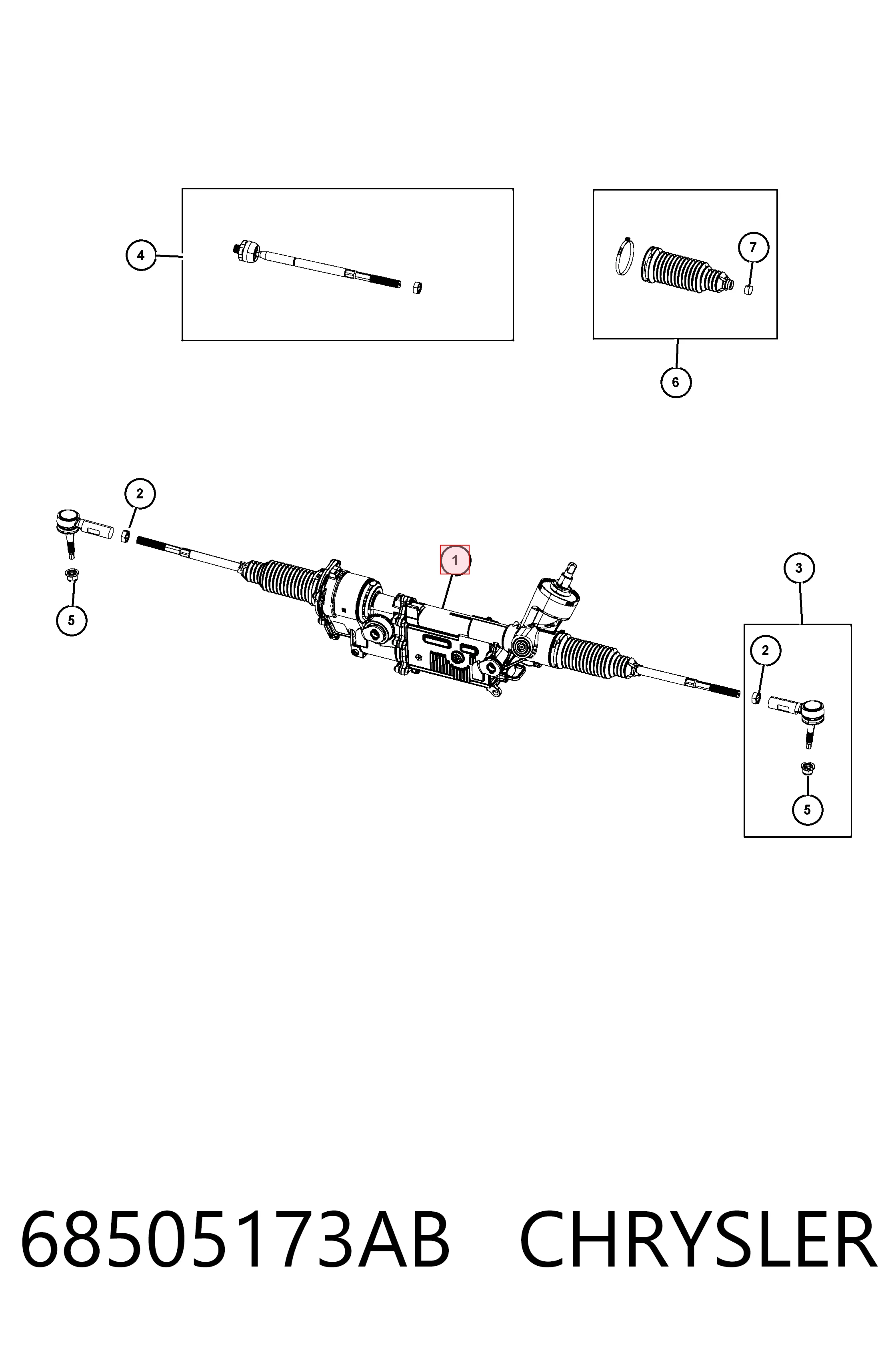 68505173AB Chrysler Рейковий рульовий механізм