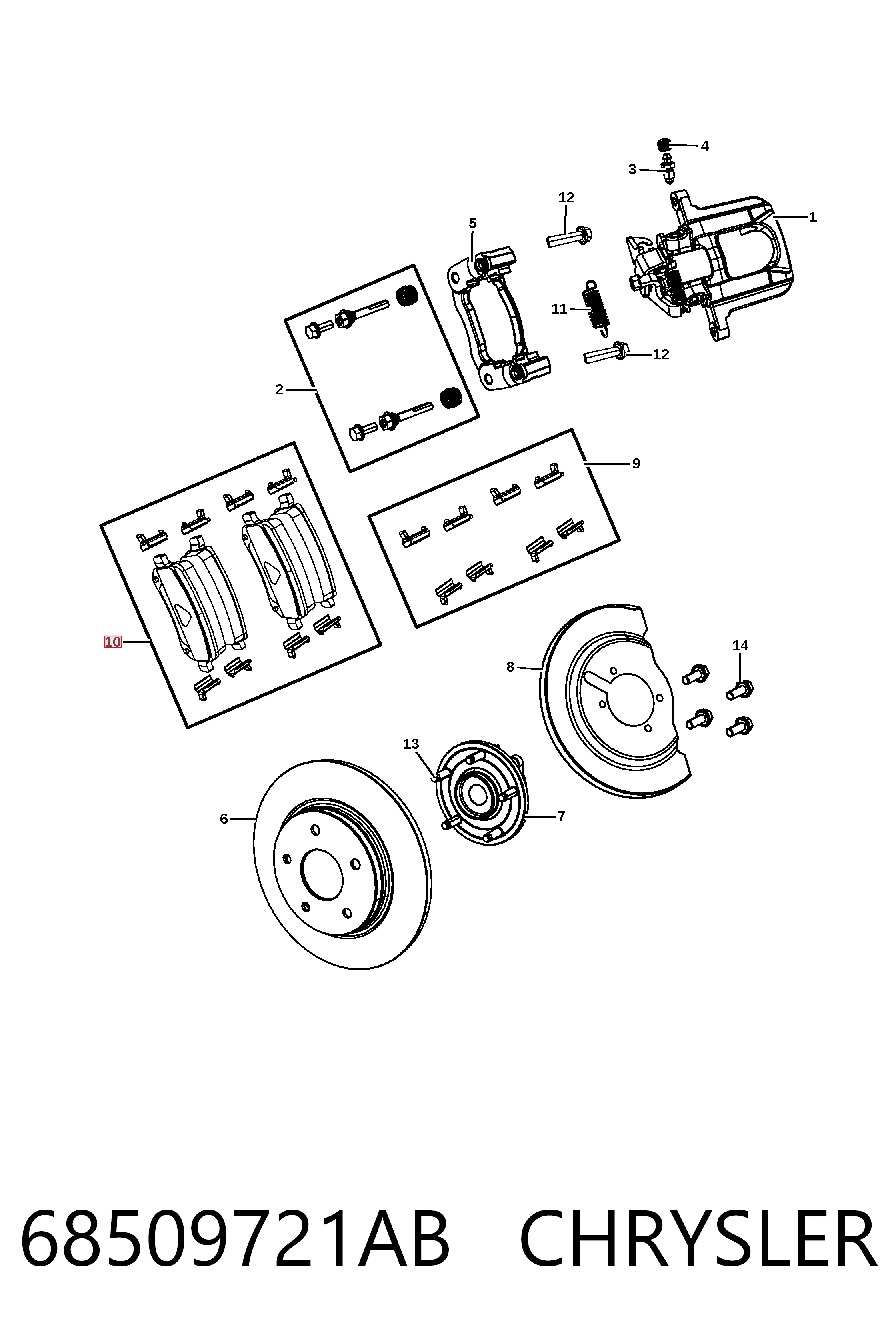 68509721AB Chrysler Колодки гальмівні задні, дискові