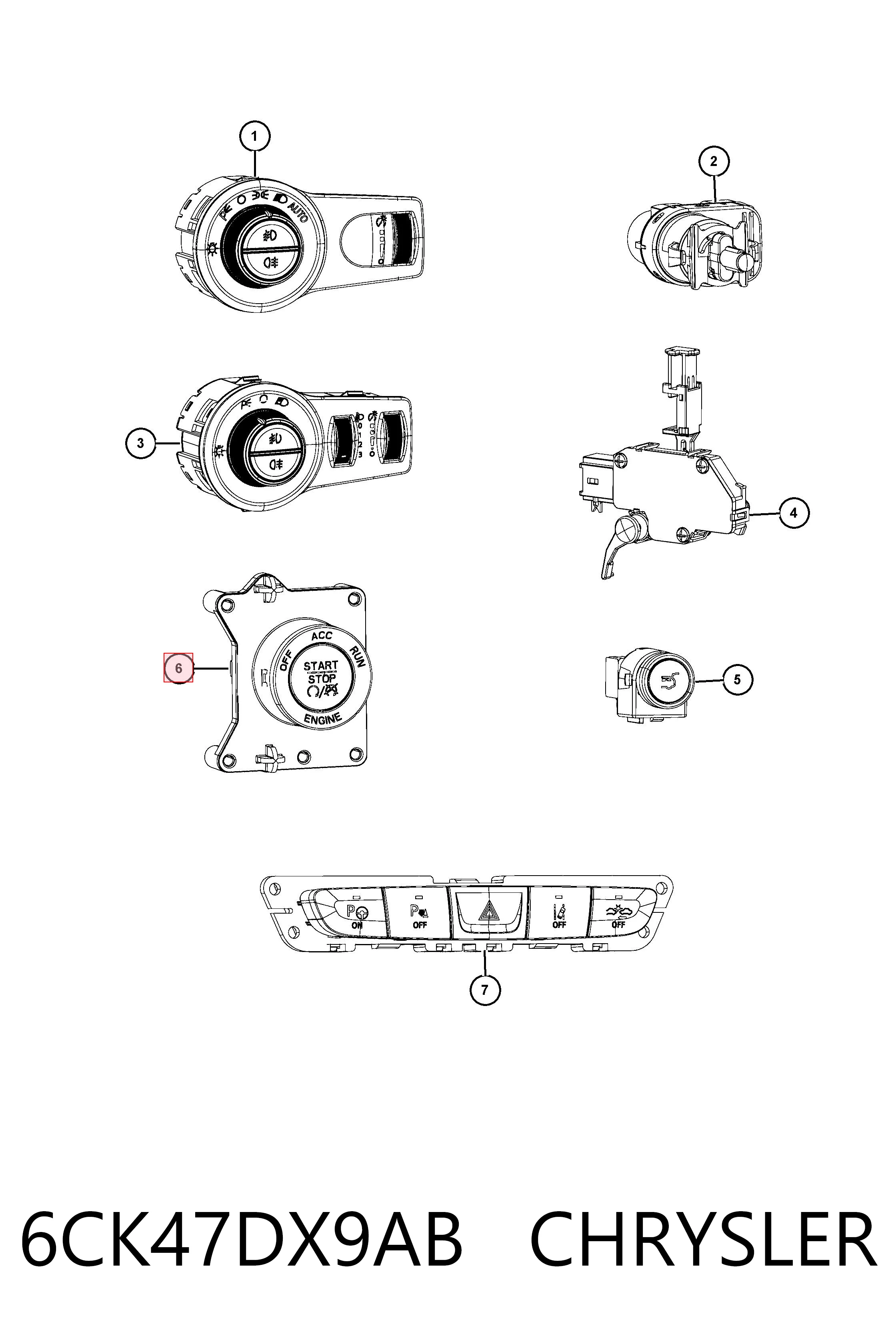 Кнопка запуску двигуна K1VB70DX9AC Fiat/Alfa/Lancia
