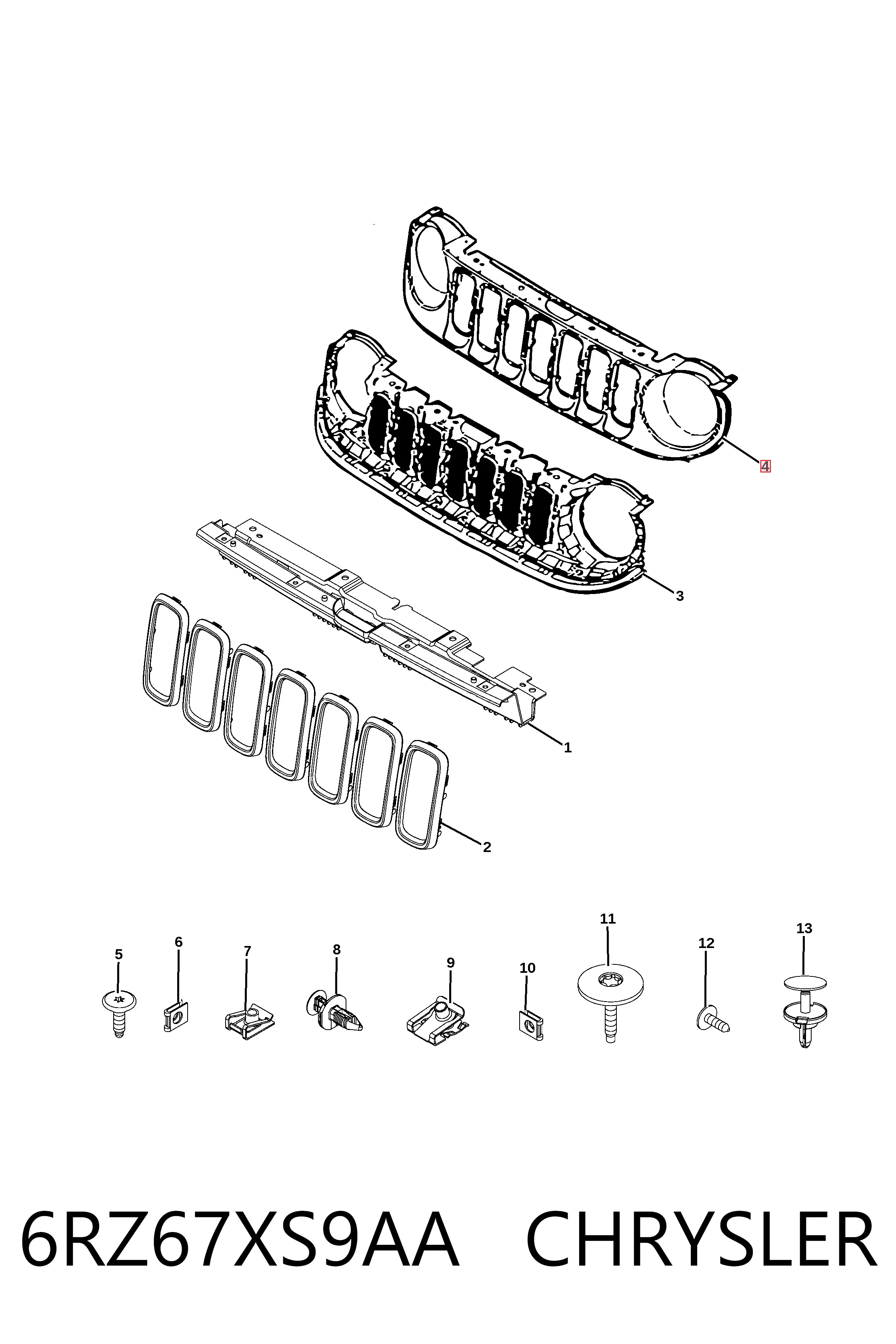 Купити JER285191 Rhino Захисна решітка радіатора