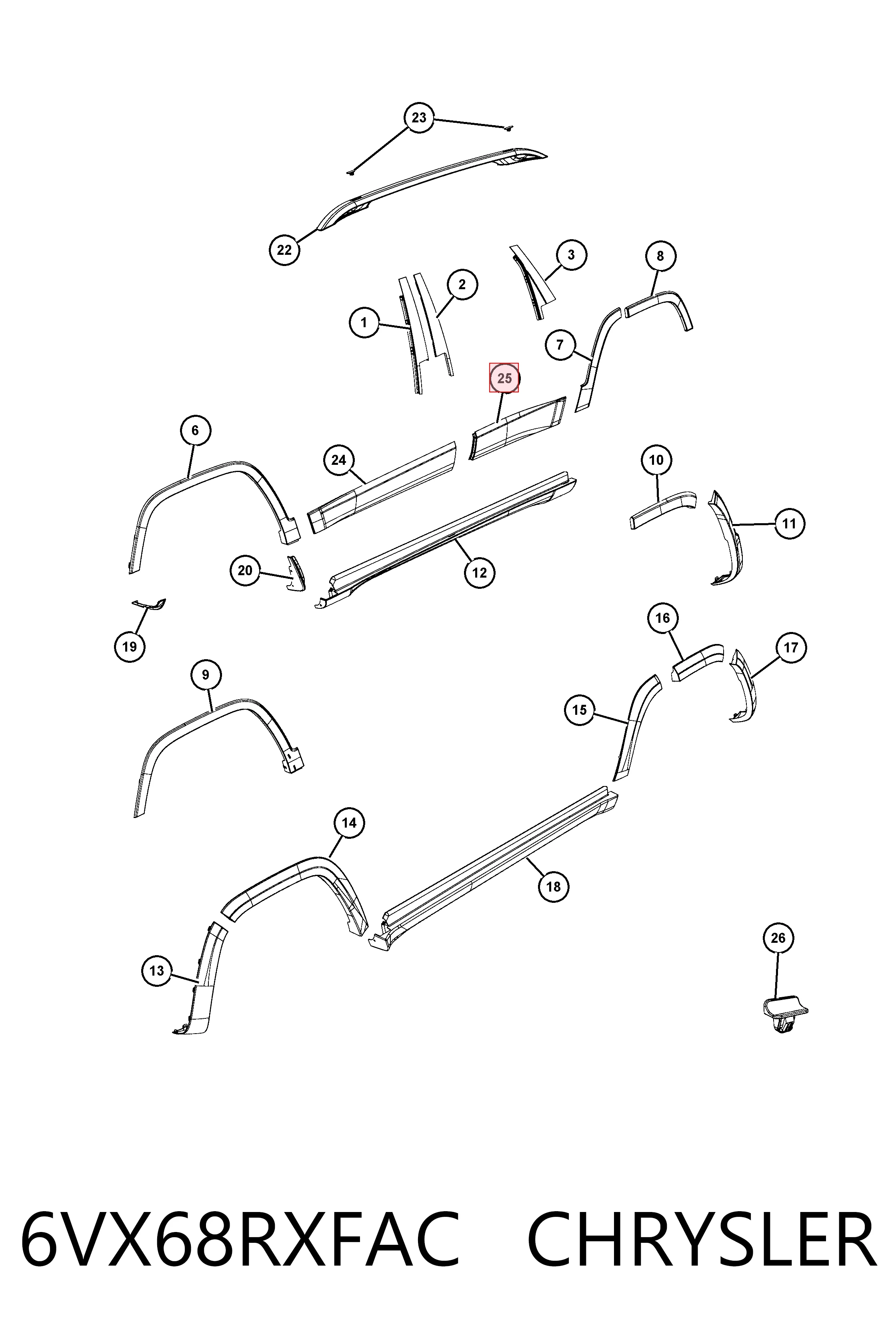 K1YW34RXFAB Fiat/Alfa/Lancia Молдинг задніх правих дверей