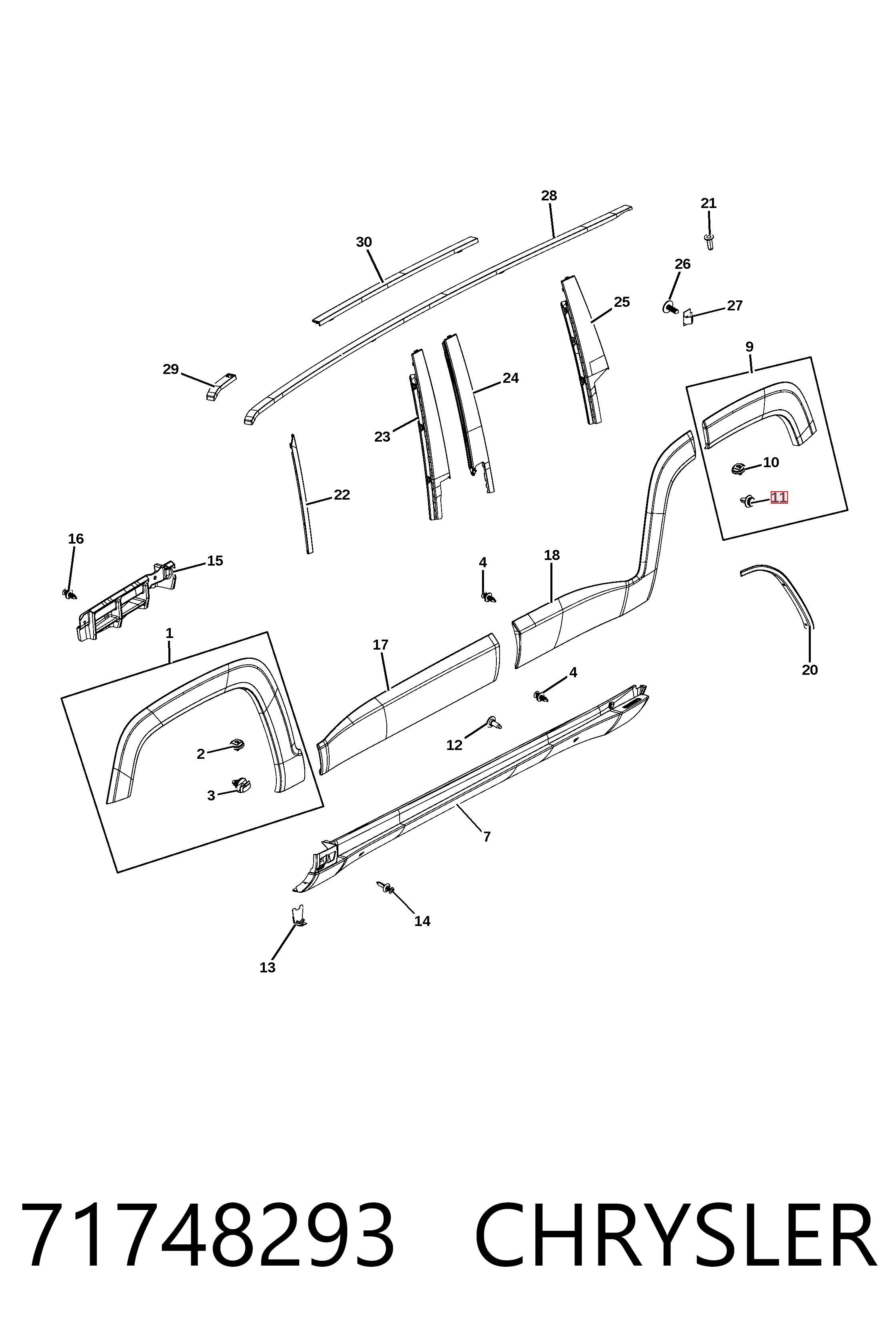 71748293 Chrysler Пістон (кліп) обшивки стійки кузова